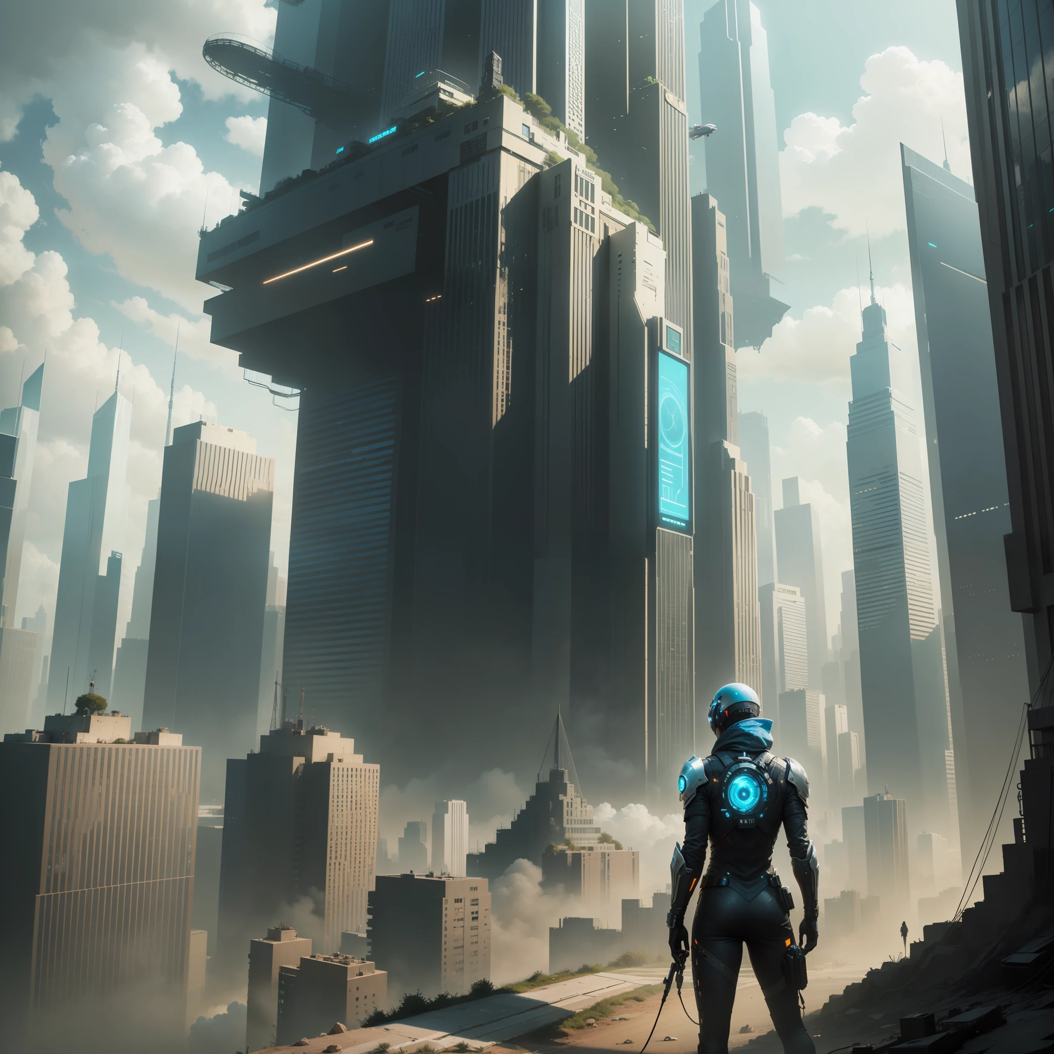 Skyscrapers cyberpunked Future World Sci-Fi Fantasy top-quality masterpiece