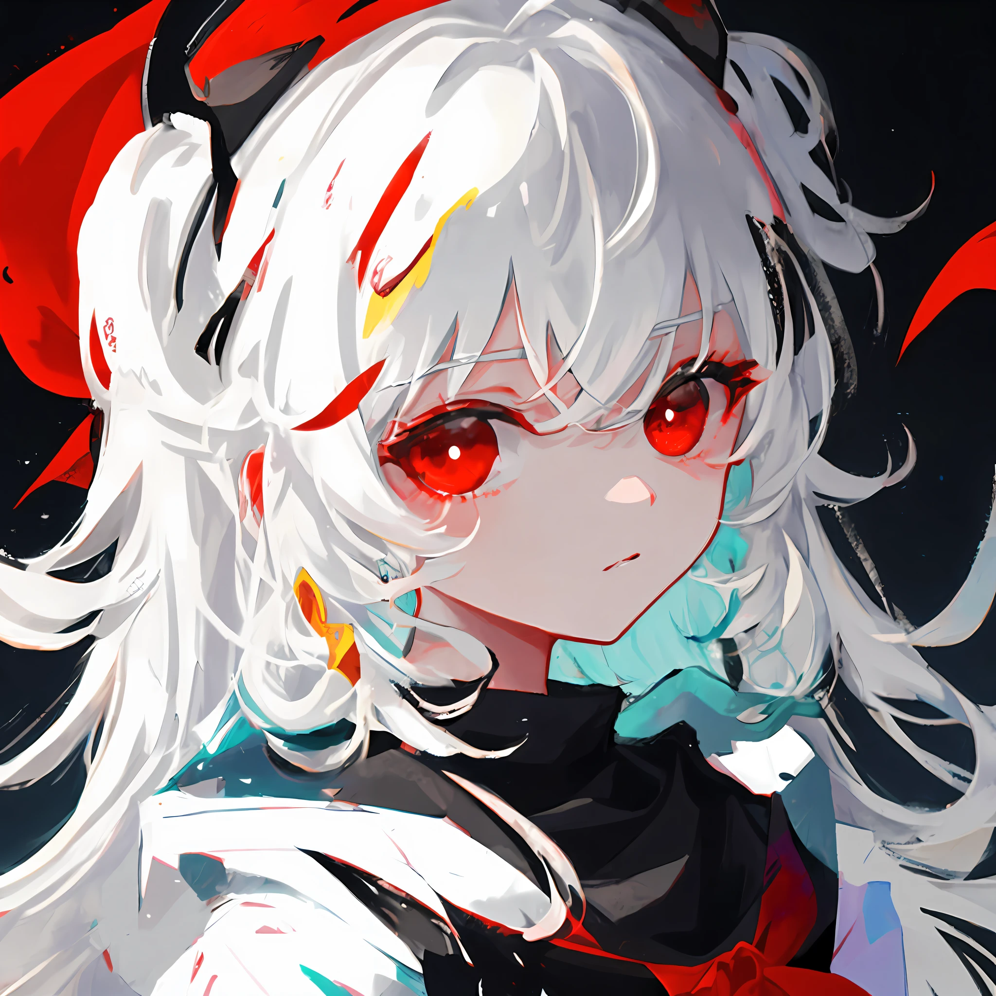 Anime girl with white hair and red eyes in black costume, style of anime4 K, Anime art wallpaper 8 K, Anime art wallpaper 4k, Anime art wallpaper 4 K, Detailed digital anime art, Anime style. 8K, zerochan art, Digital anime art, Digital art on Pixiv, anime styled digital art, demon anime girl, with glowing red eyes
