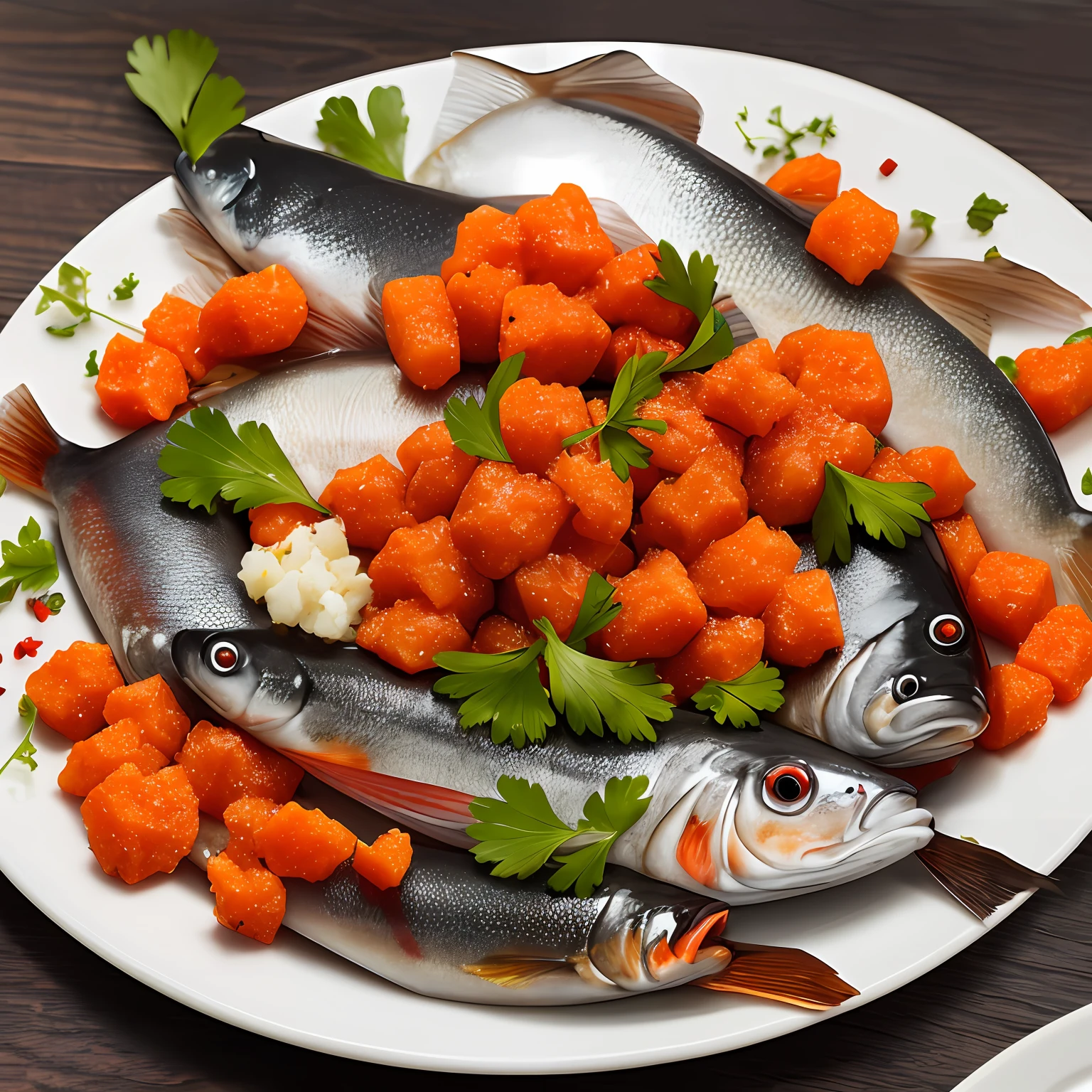 A plate of fish roe；fish oil；Fish roe；