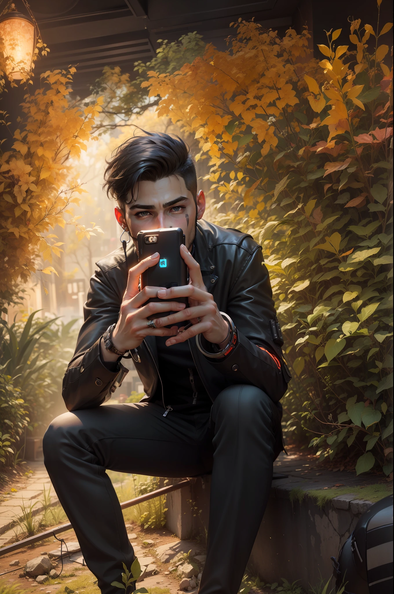 Change background cyberpunk handsome boy, realistic face, 8k, ultra realistic,