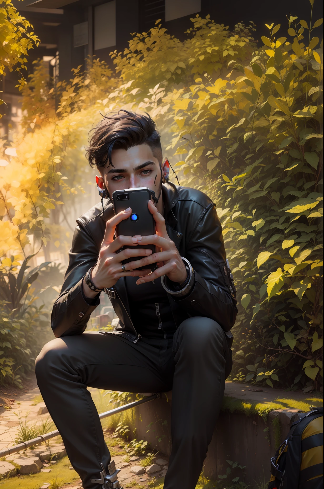 Change background cyberpunk handsome boy, realistic face, 8k, ultra realistic,