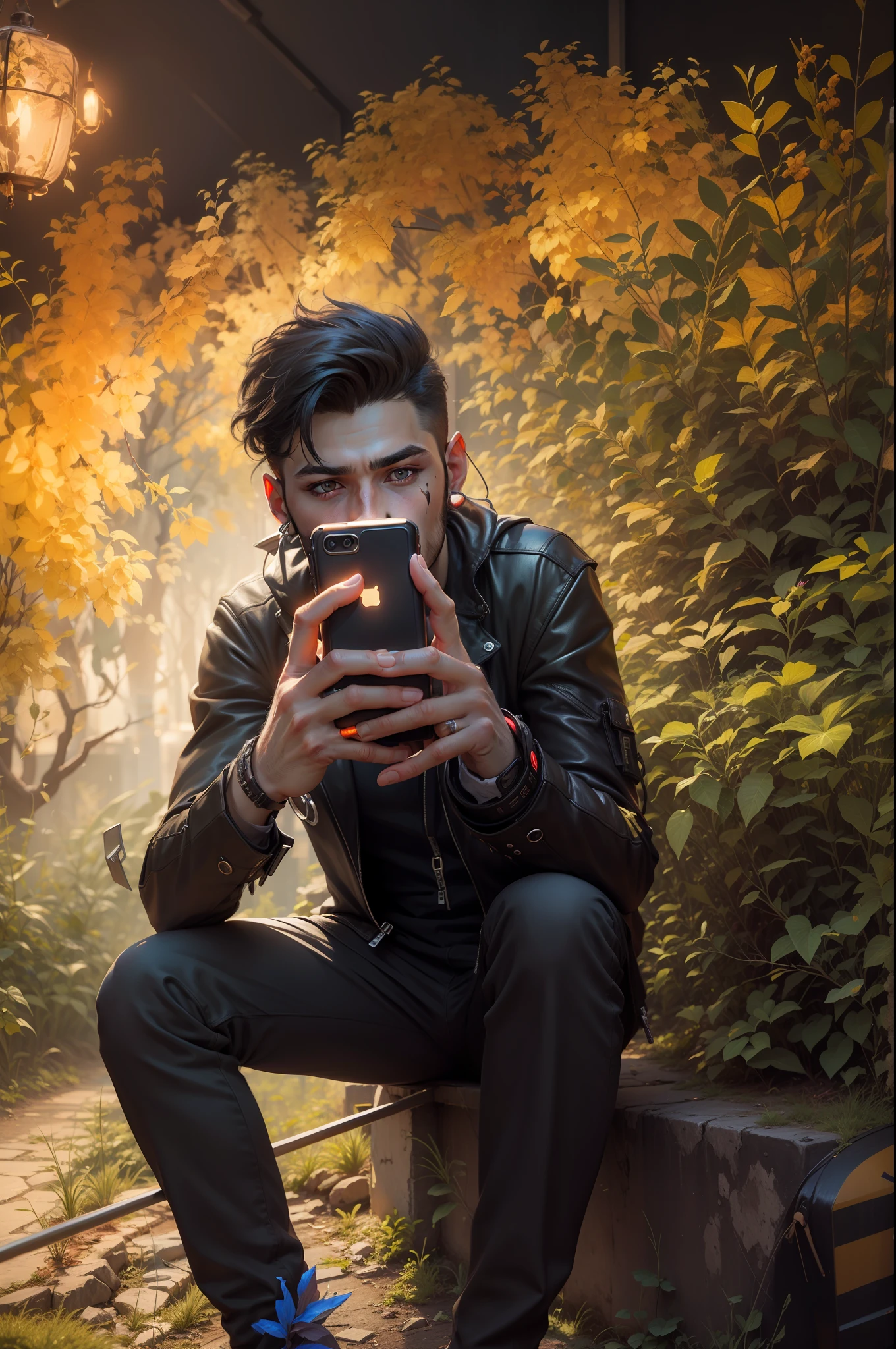 Change background cyberpunk handsome boy, realistic face, 8k, ultra realistic,