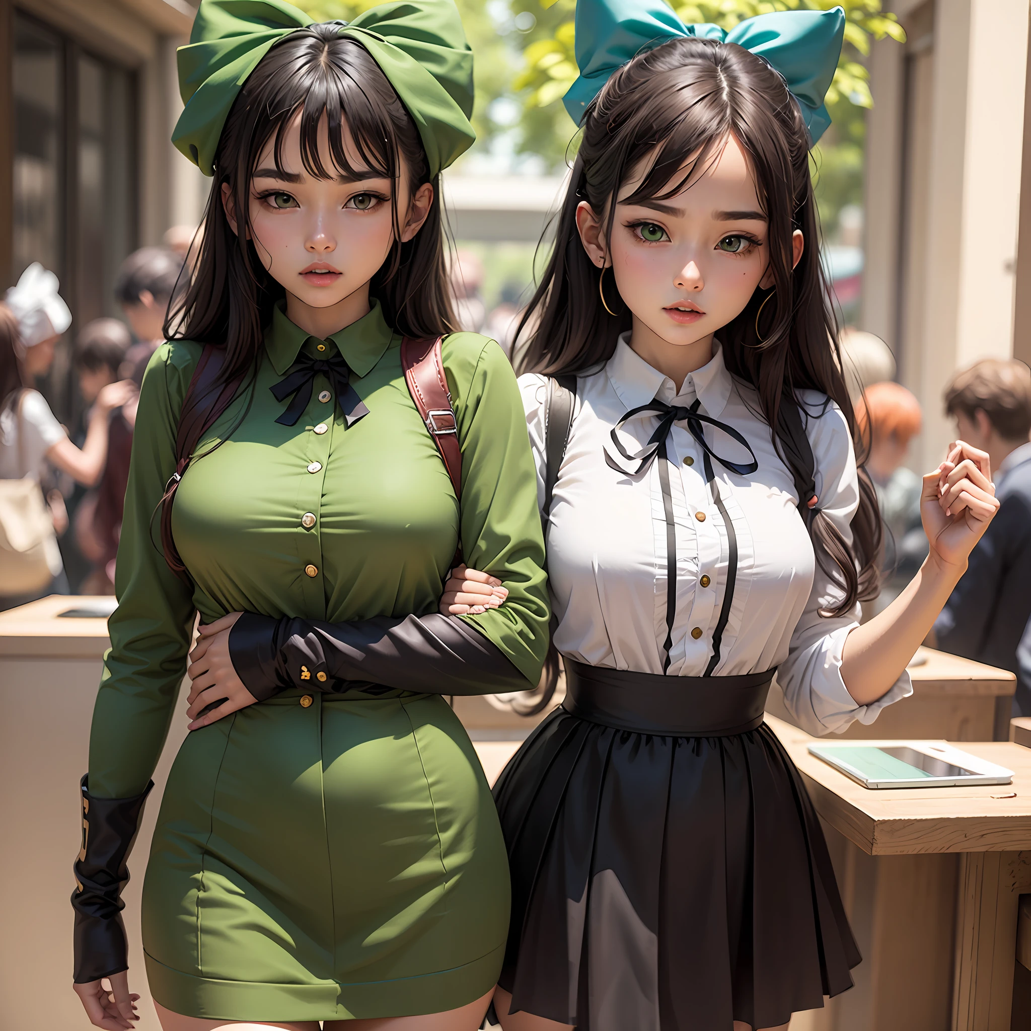 green outfit,Bow,high detal --auto
