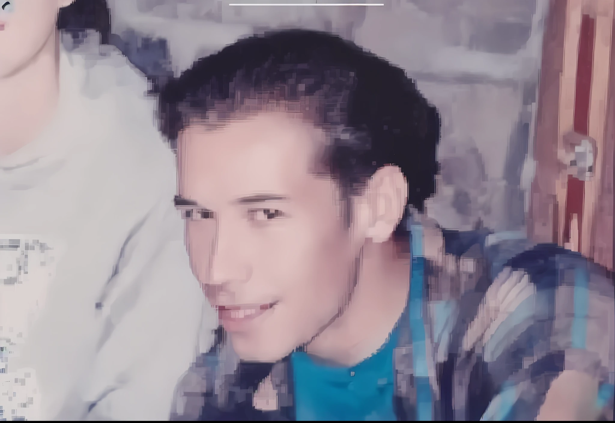 Blur out the background, purple shirt, --auto