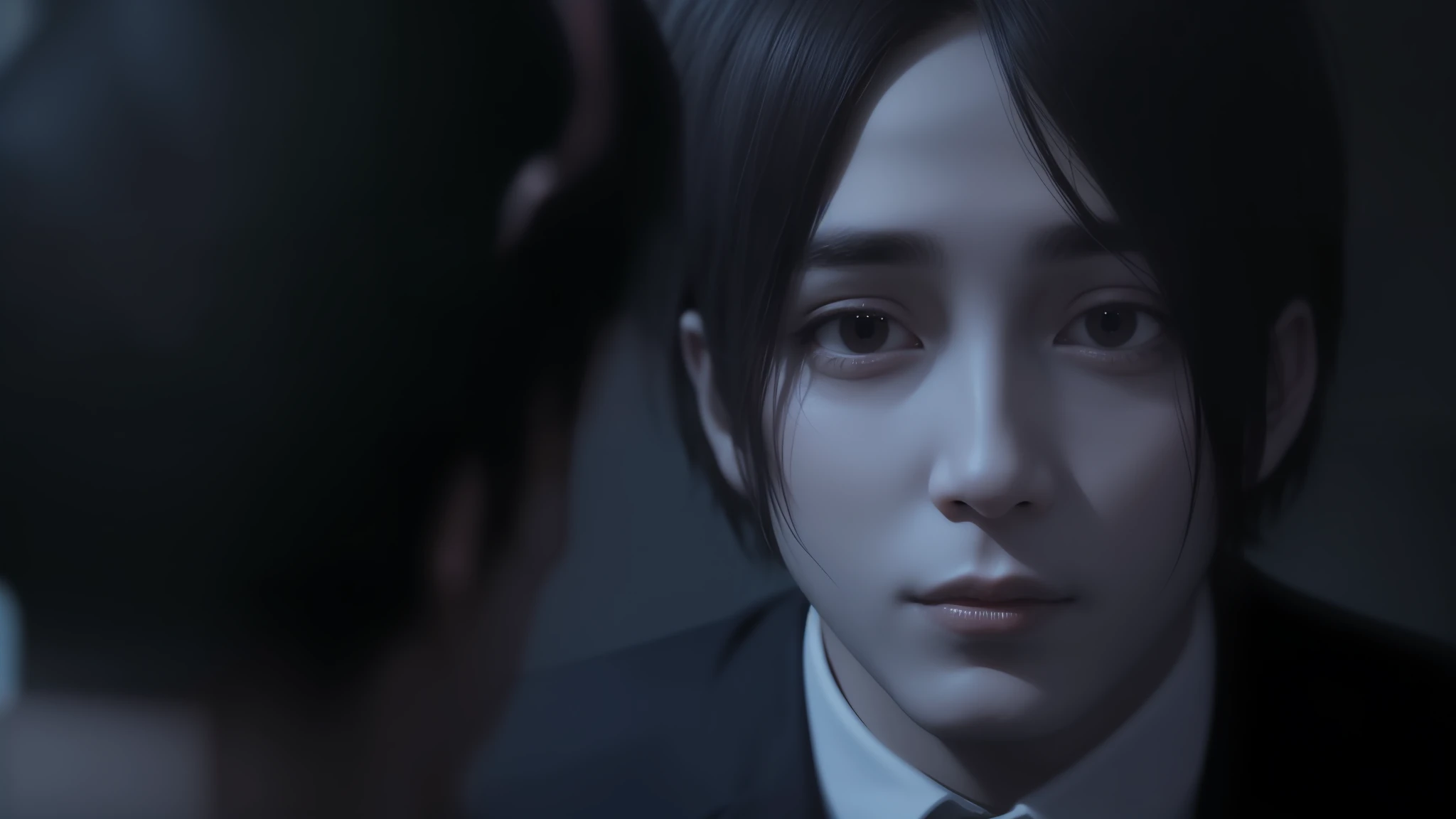 mejor calidad, obra maestra, (realista: 1.2), 1 hombre, Eren Jaeger, vida real, live-action, Vaqueros negros, brown-hair, cabello suelto, Cabello largo, Chad, GigaChad, masculino, Masculino