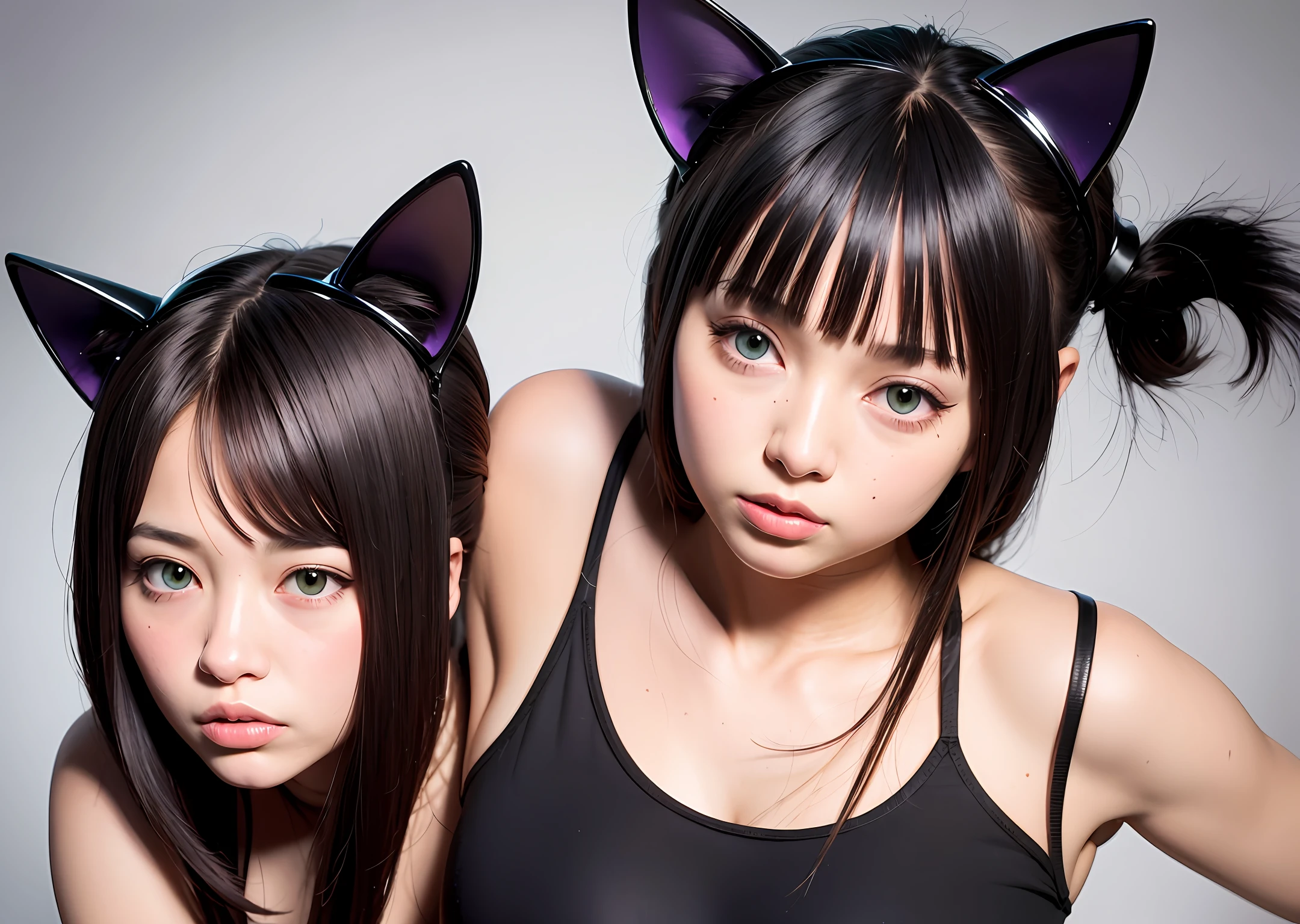Cat ears Black silk