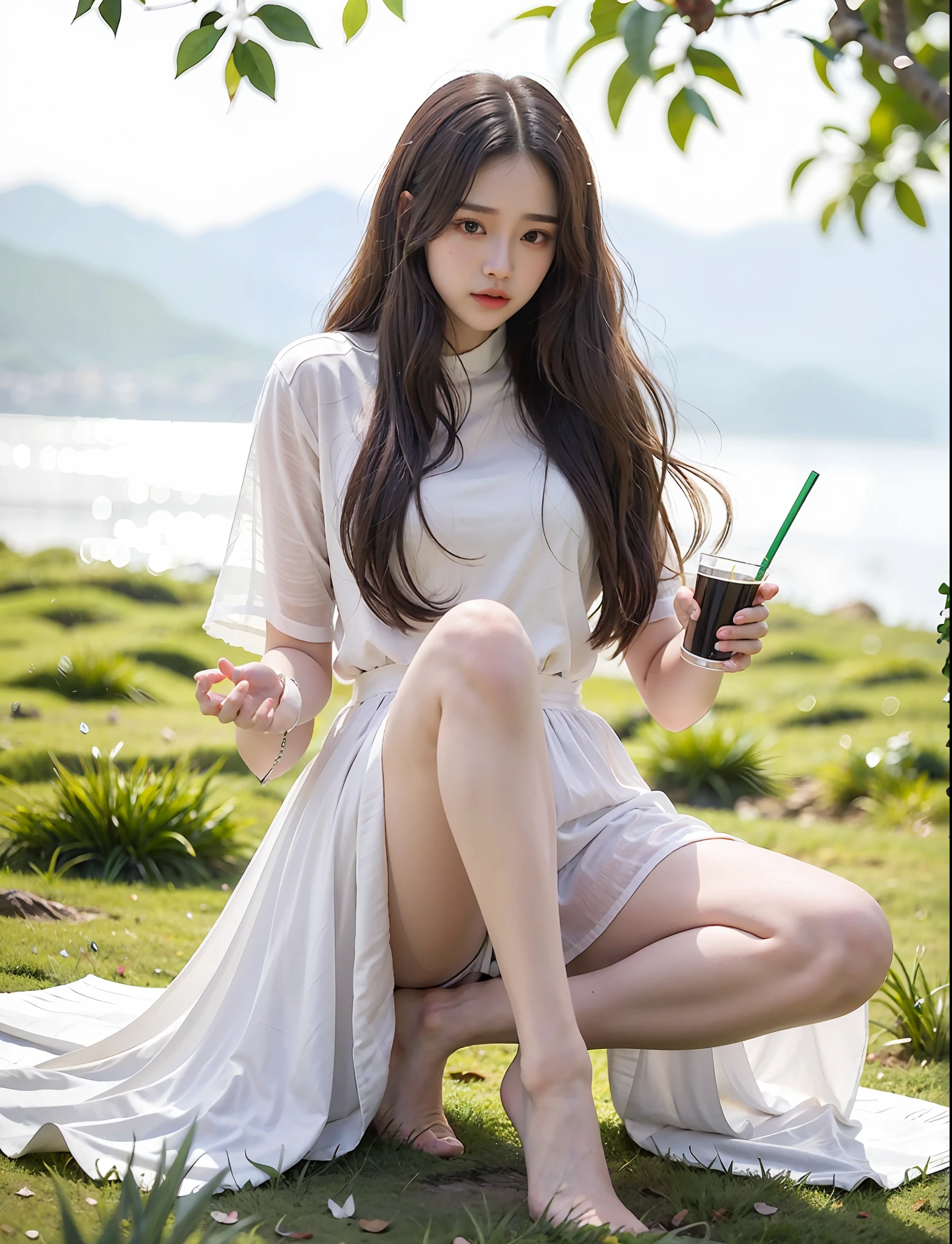 Close-up of a person sitting on the grass, bae suzy, korean women's fashion model, dilraba dilmurat, lulu chen, Official, xintong chen, xision wu, full-body xianxia, Li Zixin, ruan jia beautiful!, pastel clothing, wenfei ye, krystal, jia, shaxi, jisoo from blackpink