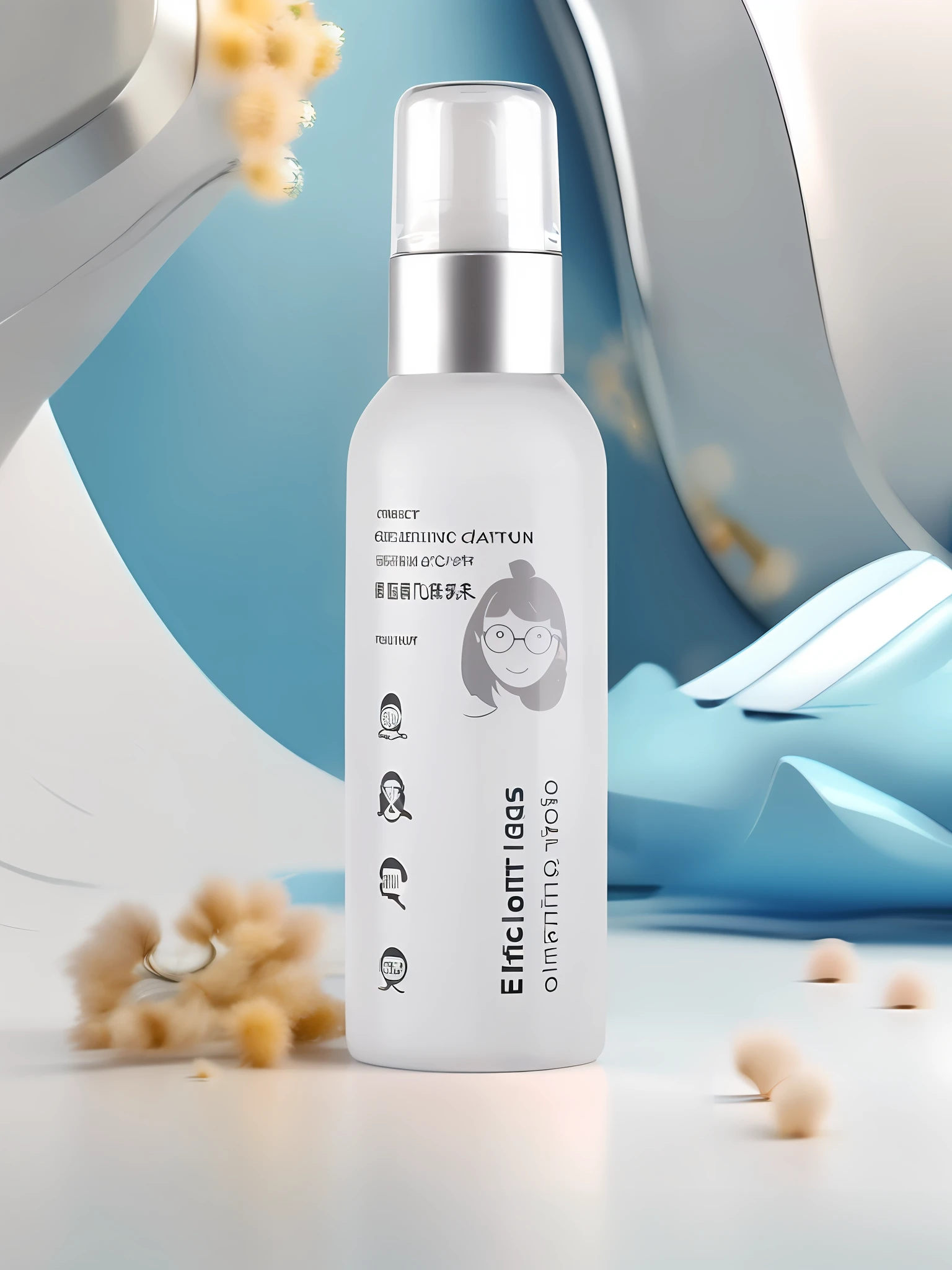 There was a bottle of water with a white cap, 1 5 0 ml lens, professional product shot, hair fluid, professional product photo, Product photo, product - view, Official product image, product image, product introduction photos, lei min, product introduction photos, ProductAdvertisements, liquid high glossy, detailed product image, Soft lens, close-up product photo，transparent bottle