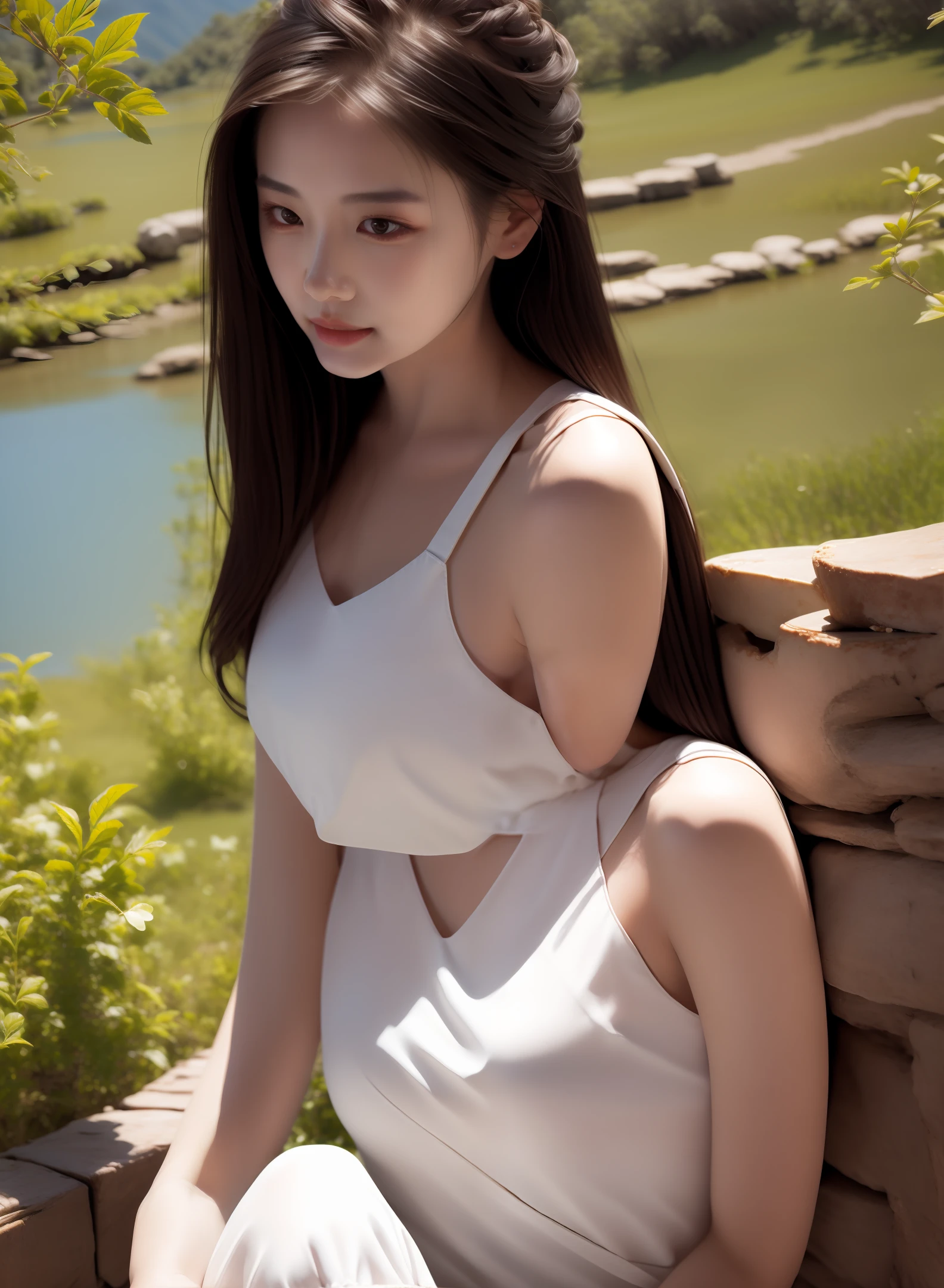 Liu Yifei eating ice cream by the sea