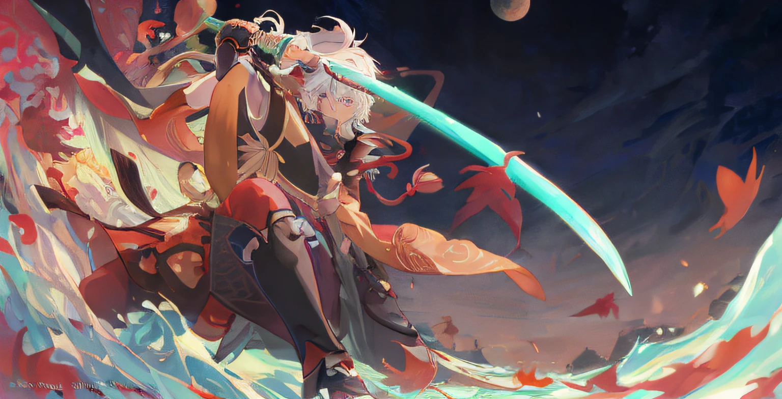 Anime boy with sword and armor in swirling sky, Onmyoji detailed art, style of anime4 K, Anime art wallpaper 8 K, Anime art wallpaper 4k, Anime art wallpaper 4 K, Badass anime 8 K, Best anime 4k konachan wallpaper, 4k manga wallpapers, 4K anime wallpaper, Anime fantasy artwork, demon slayer artstyle --auto
