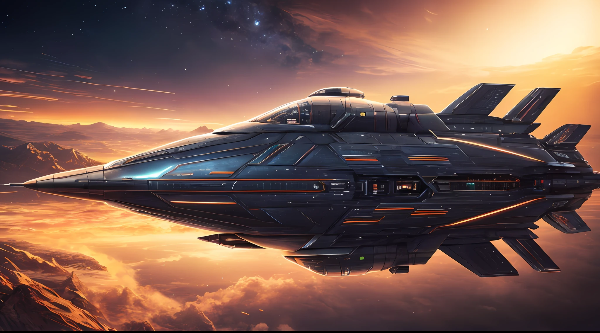 Battlestar Galactica，The future is full of technology，Complex structures，Ultra-detailed graphics，glittery，（Battlestar Galactica has an intense metallic sheen：1.3），Cockpit exterior，Medium close-up and close-up，Silvertone，（Outer space scenes：1.3），（（Earth background：1.3）），rendering by octane，Ultra photo realsisim，hyper realisitc，A masterpiece of science fiction，Cinematic texture，hyper photorealism，Premium wallpapers，Master masterpieces，offical wallpaper.（Screen Living：1.3），（cross-section：1.3），Still shooting（Sharply defined：1.3）