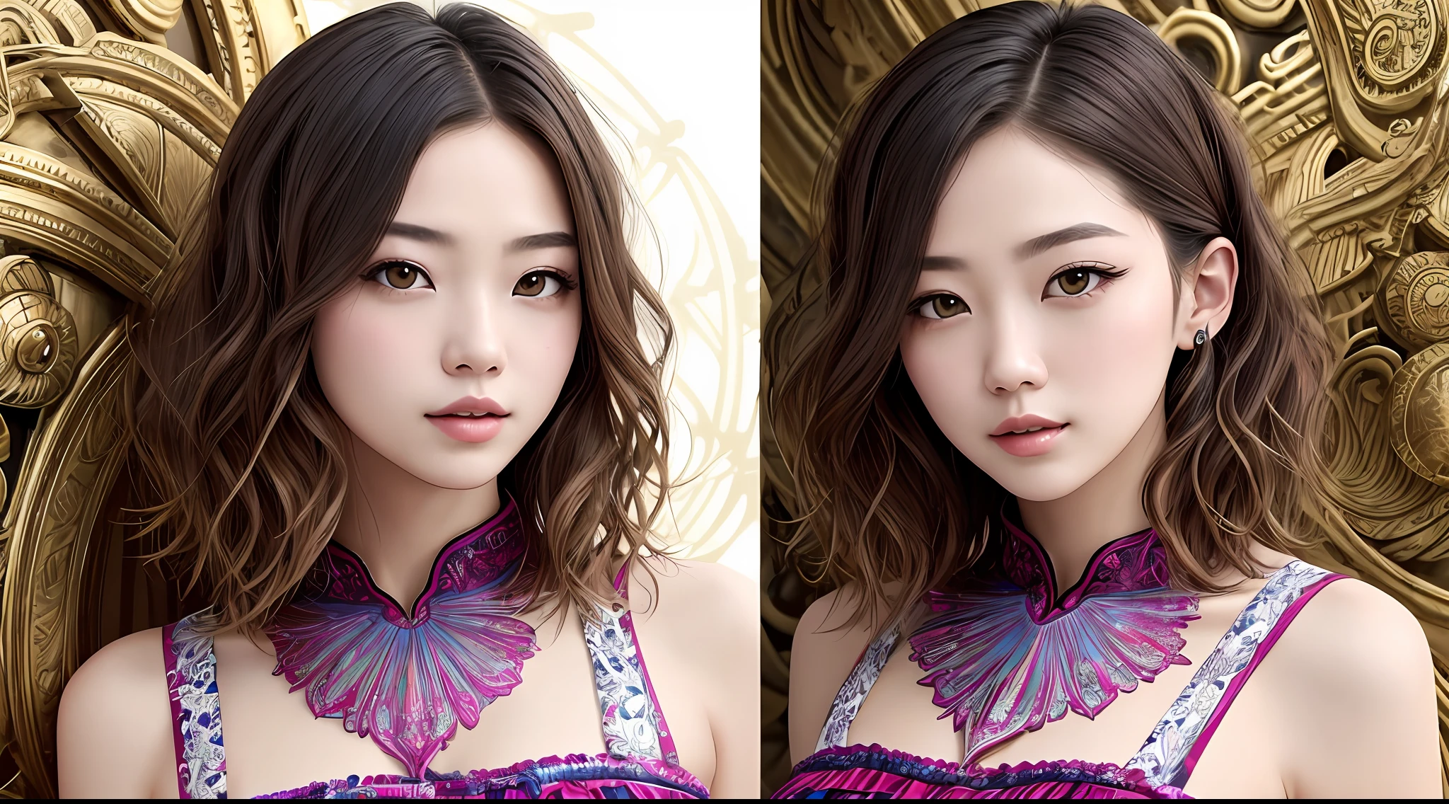 (masterpiece、top-quality、top-quality、Official art、Beautifully Aesthetic:1.2)、(1girl in:1.3)、ighly detailed、(Fractal Art:1.2)、colourfull、highestdetailed、(Zentangle:1.2)、(Dynamic Pause) 、(Abstract background:1.5)、(Nice dress:1.2)、(shinny skin)、(Many colors:1.4)、full bodyesbian 、((shorth hair))
