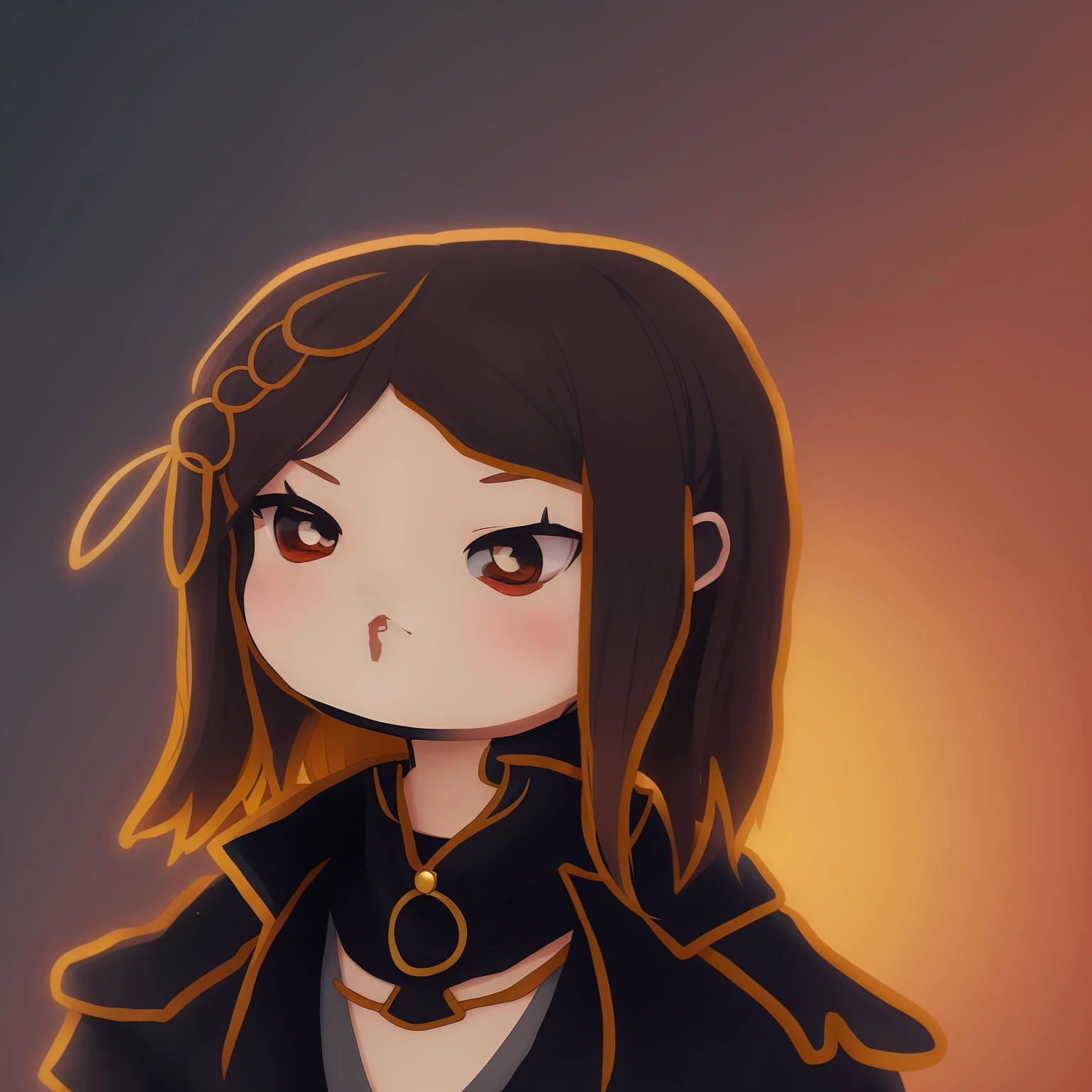 Q version anime style,chromatically,hair black,One side wears a small twisted braid,Wearing a white T,A round gold Chinese dragon pendant hangs from the chest,chromatically,Delicate style,head portrait,adolable,Tsundere expression,Delicate facial features and skin --auto