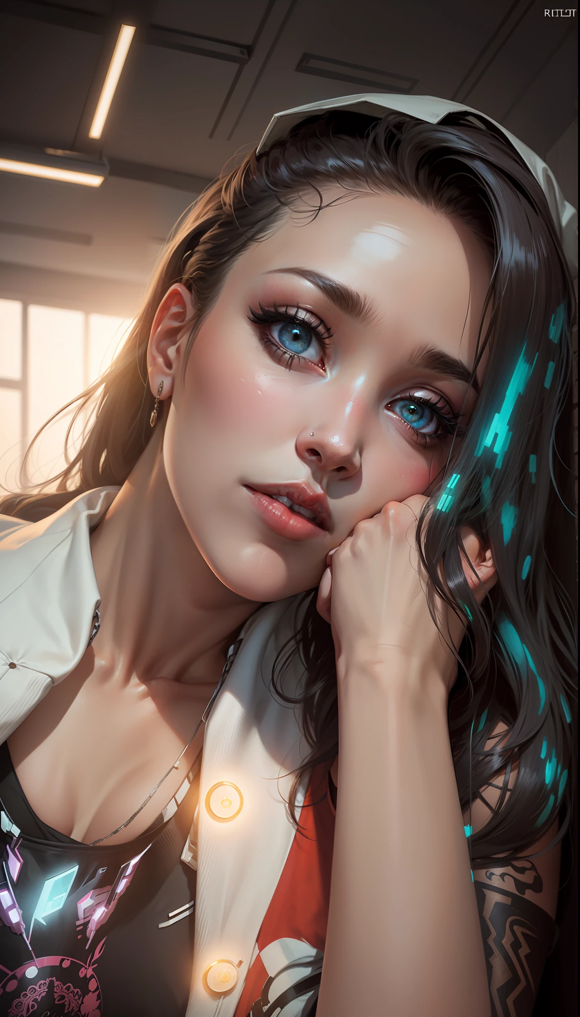 Change background cyberpunk handsome girl realistic face