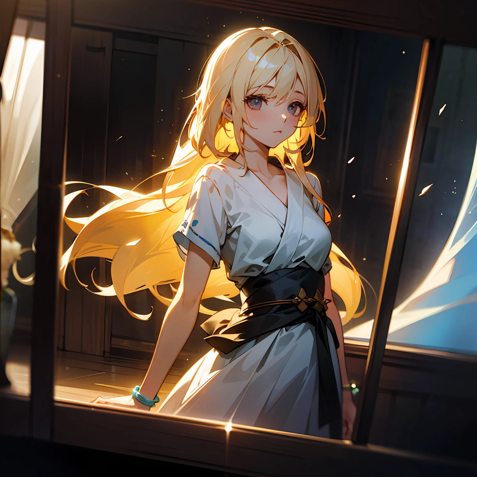 zori，glass，Long-haired girl，Vacated，Light，HD beauty CG