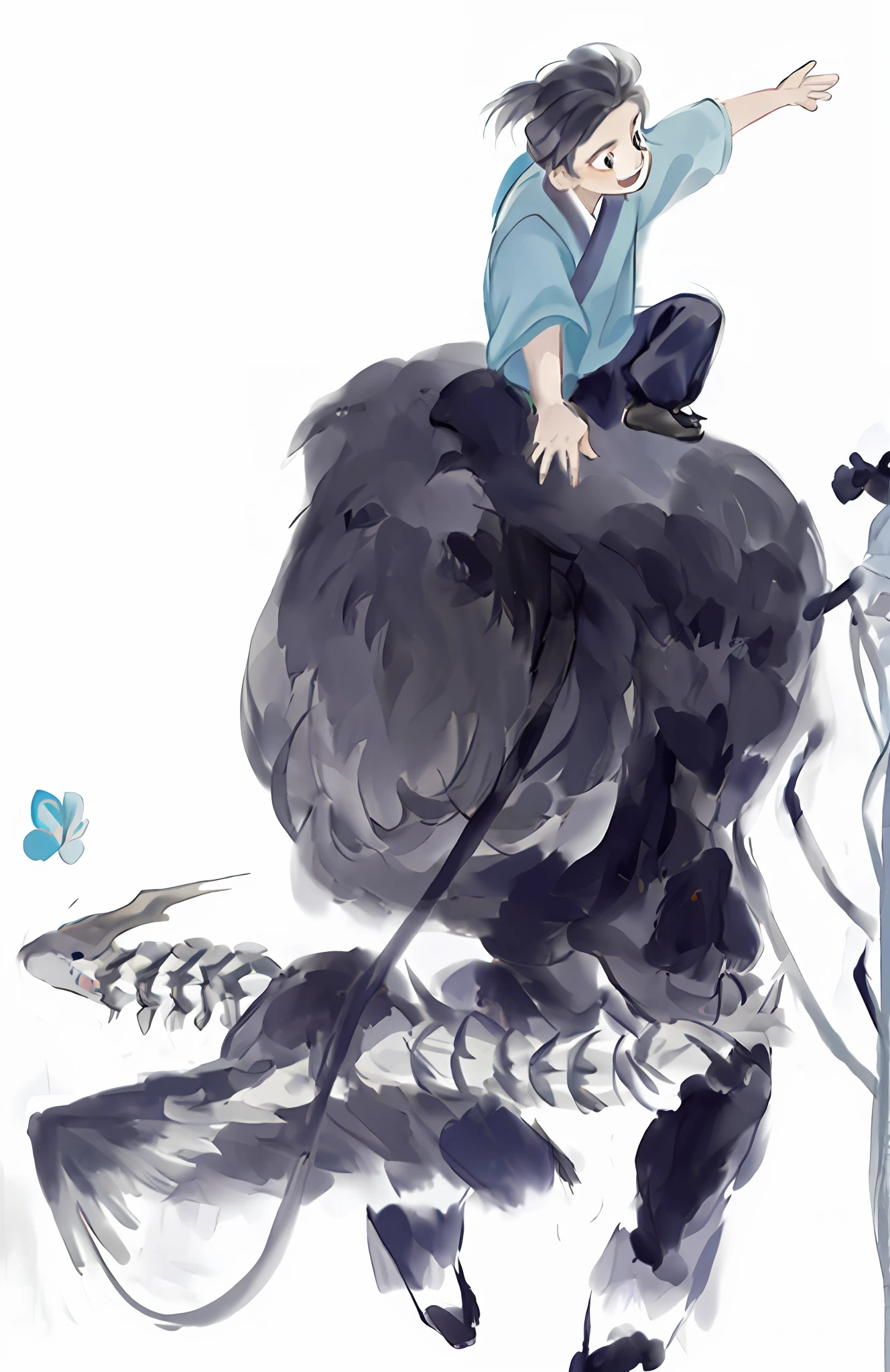 Shepherd Boy character design,Ride on the back of a bull