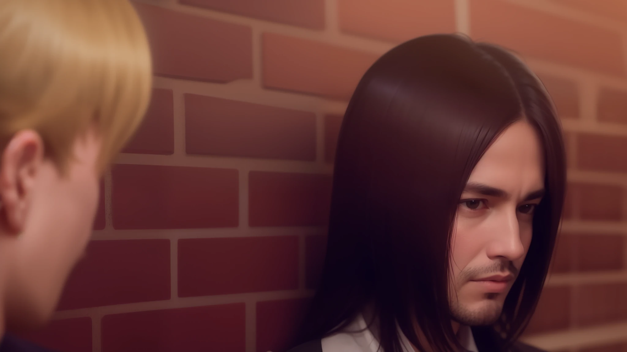 mejor calidad, obra maestra, (realista: 1.2), 1 hombre, Eren Jaeger, vida real, live-action, Vaqueros negros, brown-hair, cabello suelto, Cabello largo, Chad, GigaChad, masculino, masculino, barba de rastrojo, barba clara, beard
