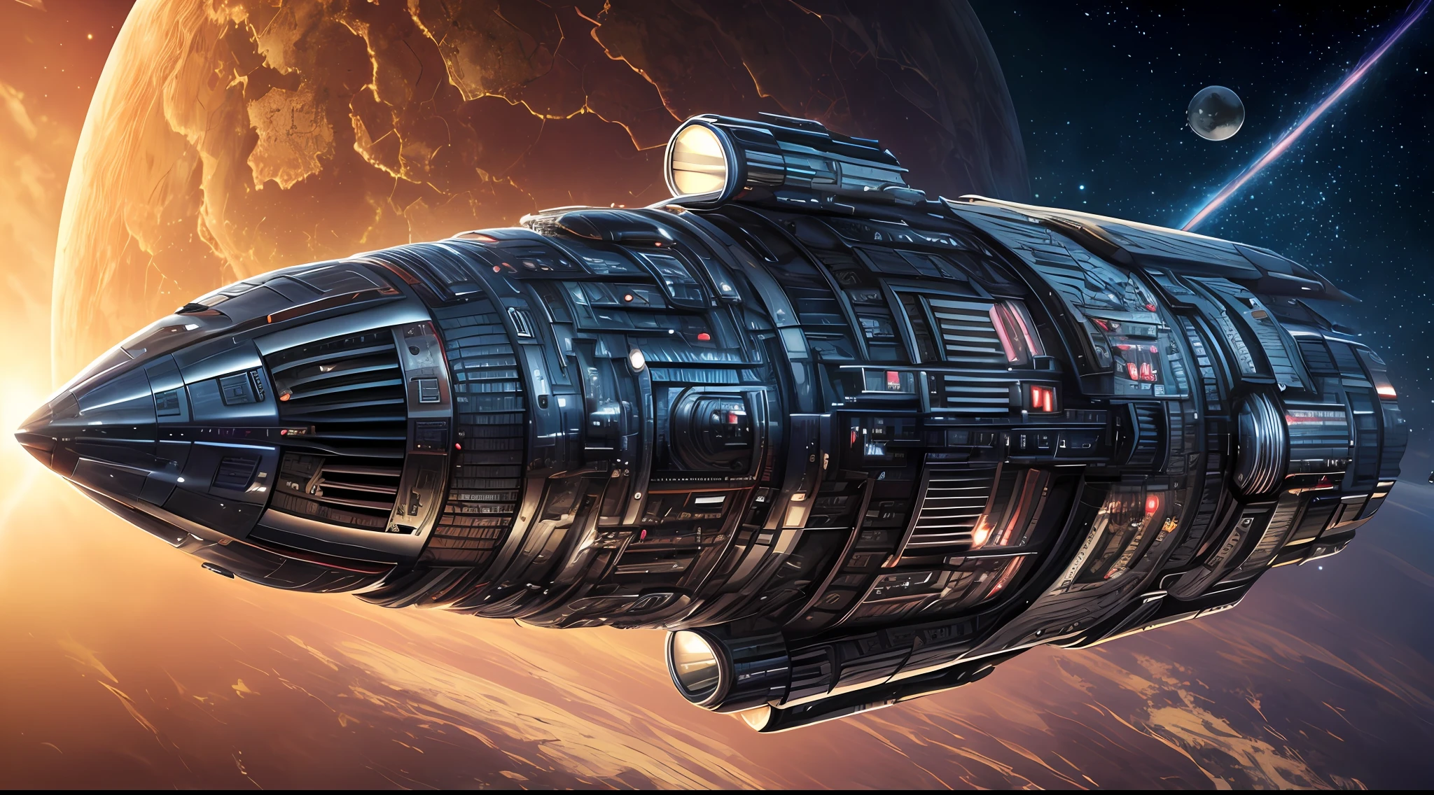 Battlestar Galactica，The future is full of technology，Complex structures，Ultra-detailed graphics，glittery，（Battlestar Galactica has an intense metallic sheen：1.3），Cockpit exterior，Medium close-up and close-up，Silvertone，（Outer space scenes：1.3），（（Earth background：1.3）），rendering by octane，Ultra photo realsisim，hyper realisitc，A masterpiece of science fiction，Cinematic texture，hyper photorealism，Premium wallpapers，Master masterpieces，offical wallpaper.（Screen Living：1.3），（cross-section：1.3），Still shooting（Sharply defined：1.3）