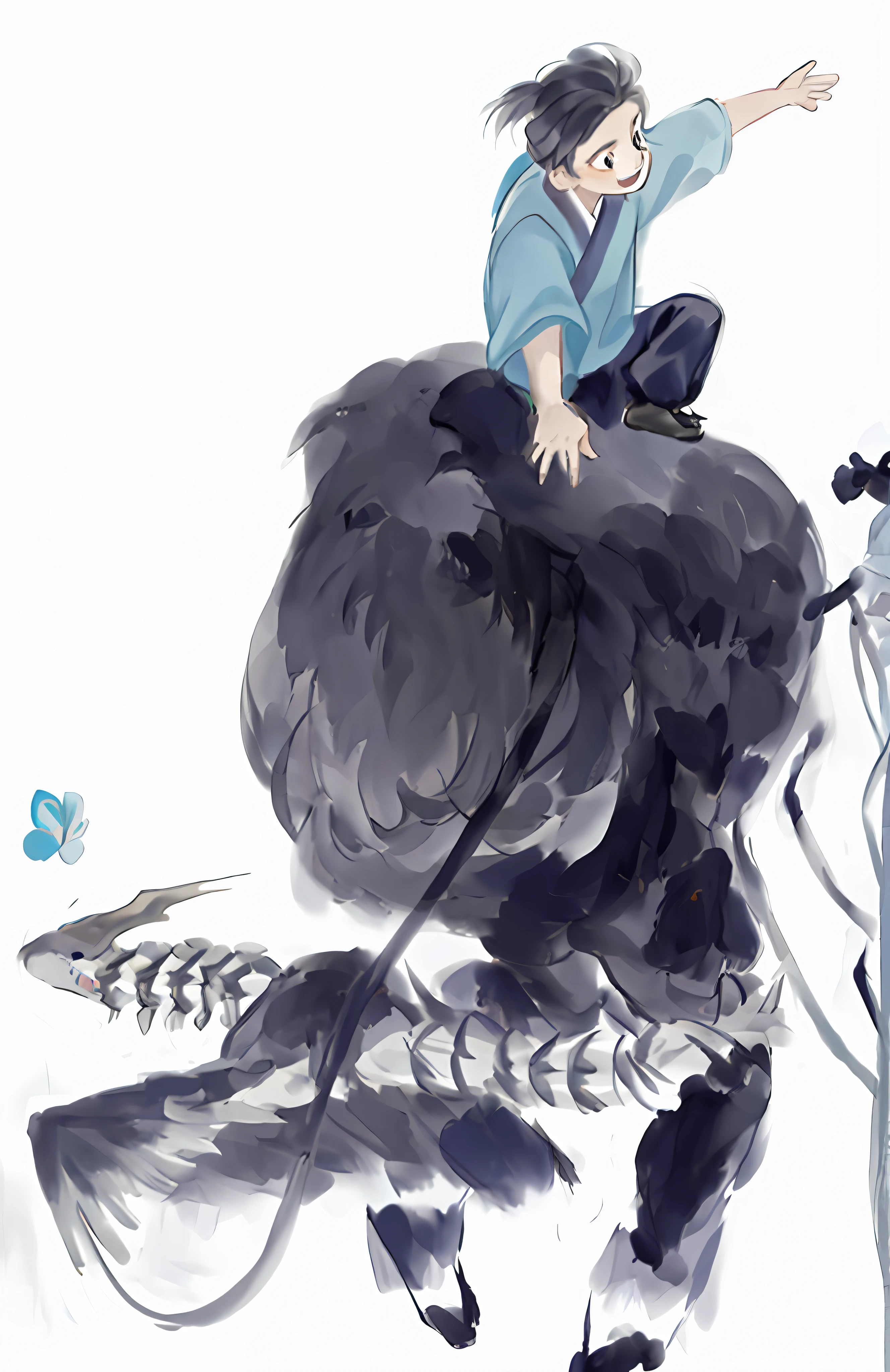 Shepherd Boy character design,Ride on the back of a bull