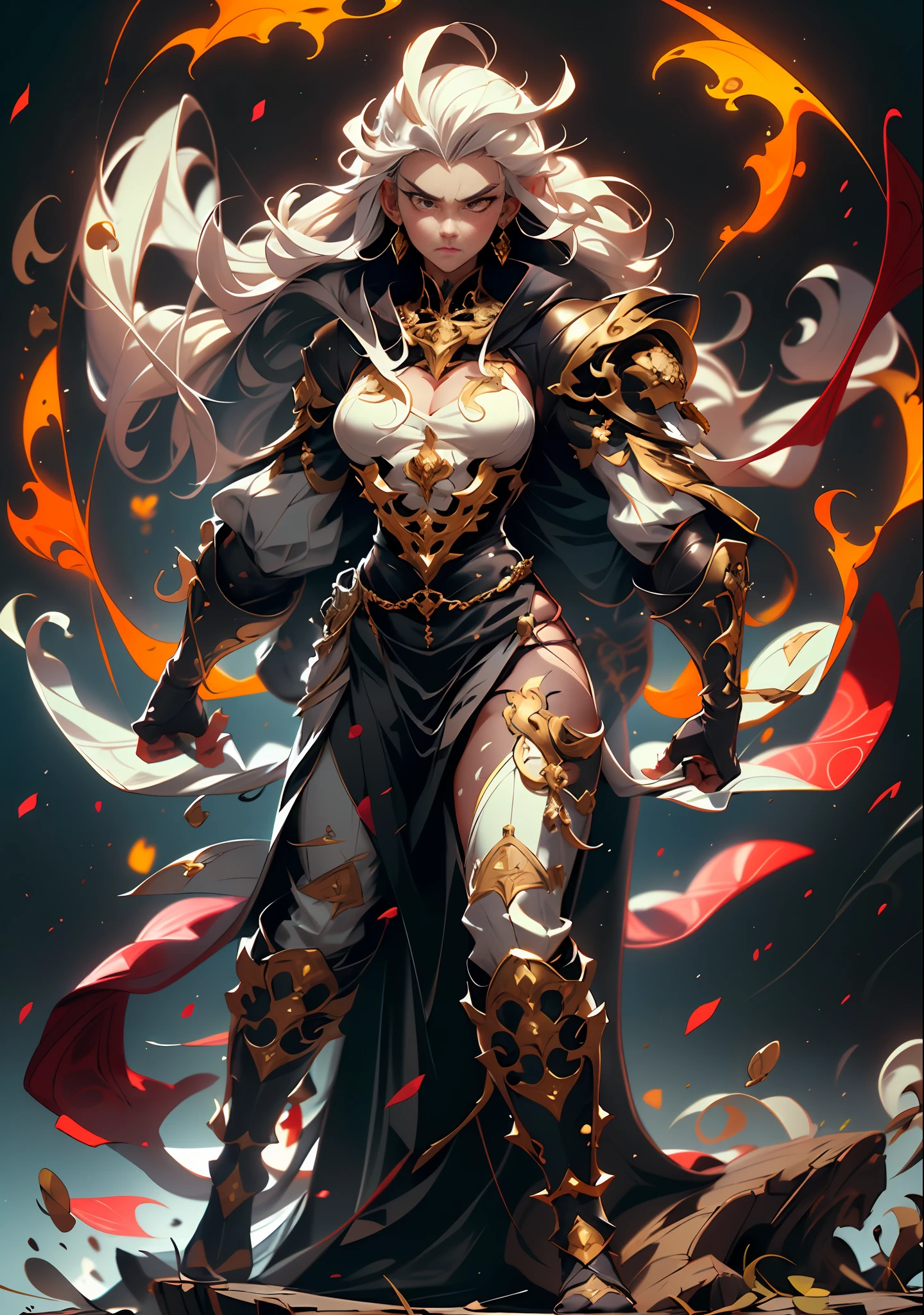 A white-haired girl with a powerful aura all over her body,Eyes widen in anger,The mouth growls, He wears a simple and dignified blue patterned cloth armor,white base, This character design is reminiscent of Chinese martial arts heroes from Japanese anime,The character design is well crafted,The art style is mature, ((concept art of character)),Full body character drawing,k hd,best qualtiy,ultra - detailed,an extremely delicate,anatomy correct,symmetriced face,extremely detailed eyes and face,high-quality eyes,RAW photos,UHD,8k,profesional lighting,gentle illumination,(tmasterpiece:2)