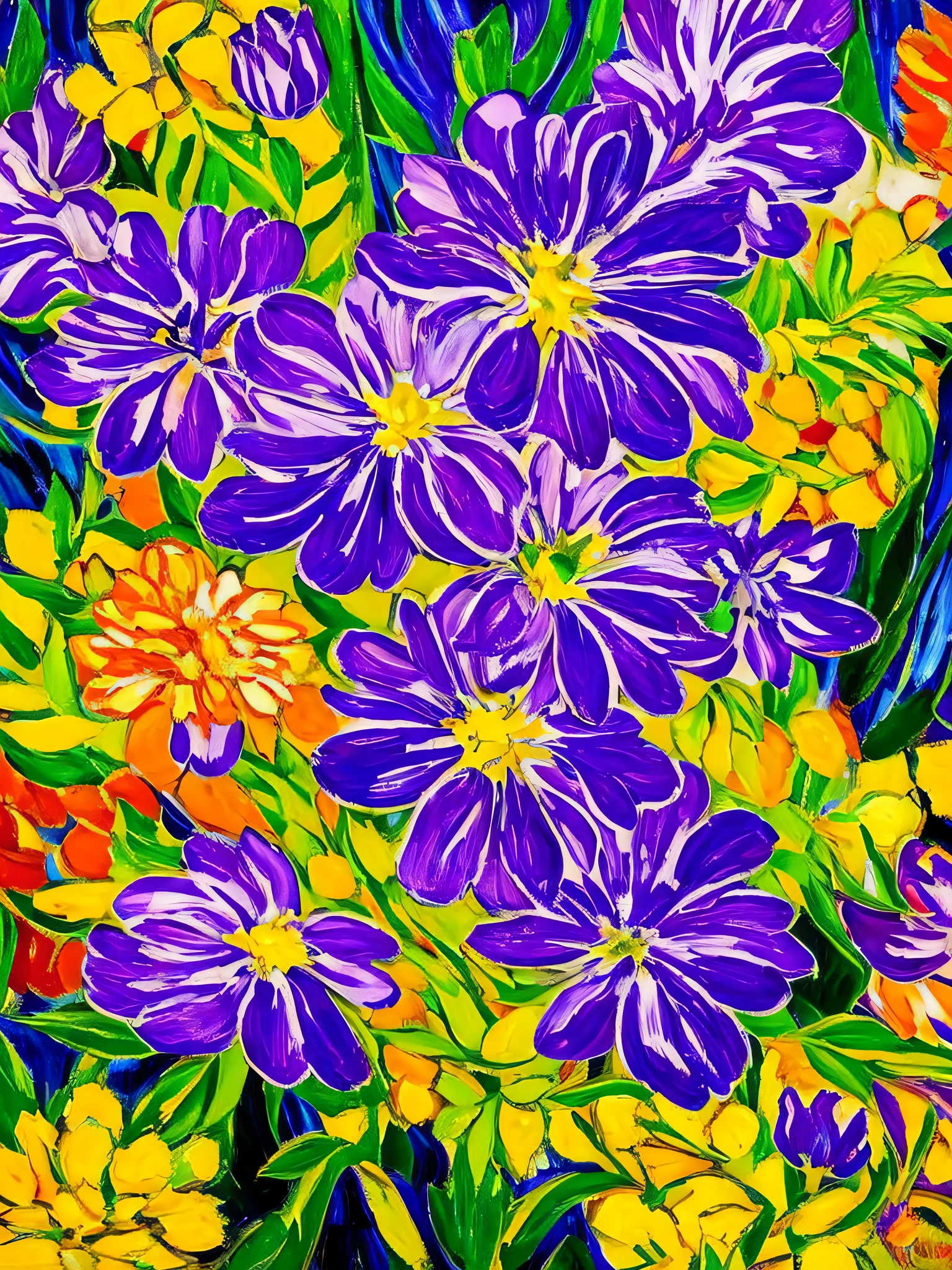 Abstract flower,Close-up,Fauvism,By Cuno Amiet,UHD --ar 4:5  --style raw