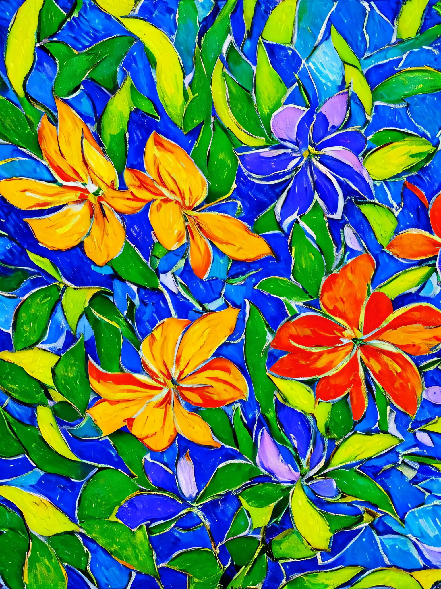 Abstract flower,Close-up,Fauvism,By Cuno Amiet,UHD --ar 4:5 --style raw