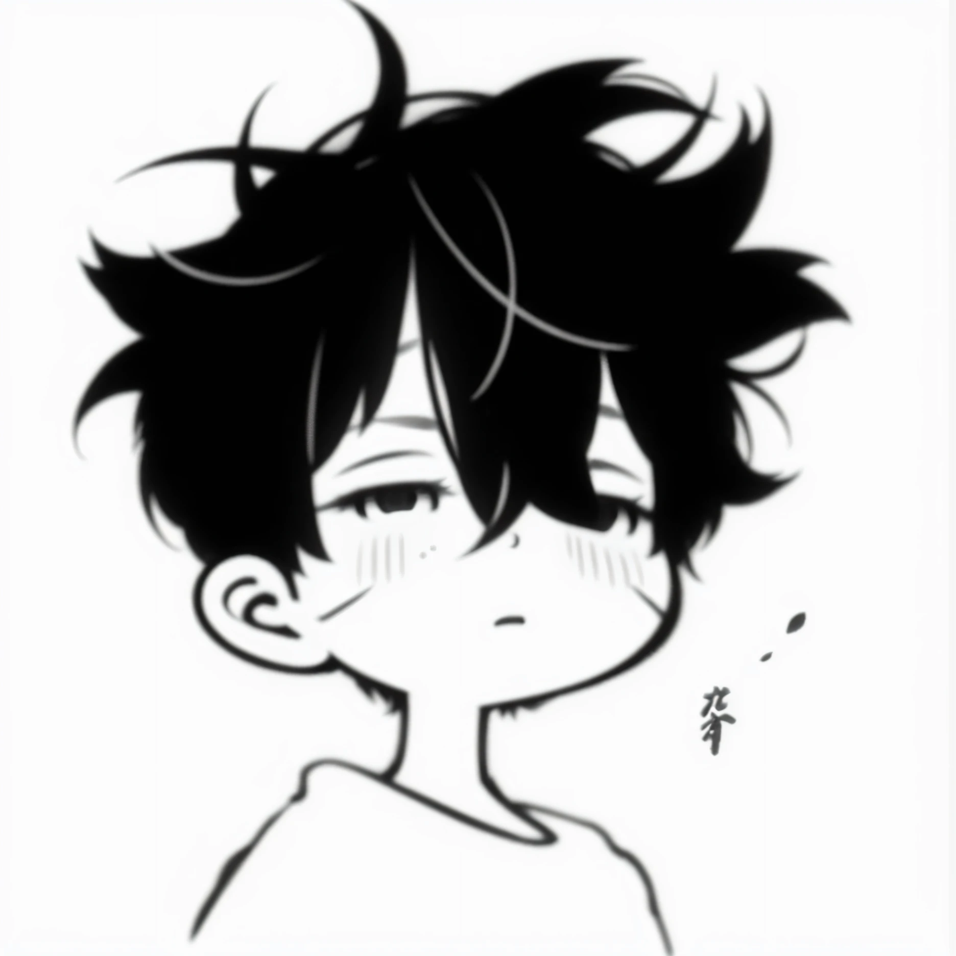 ancient wind,人物,Simple,Comic style,gloomily,Half an eye, --auto
