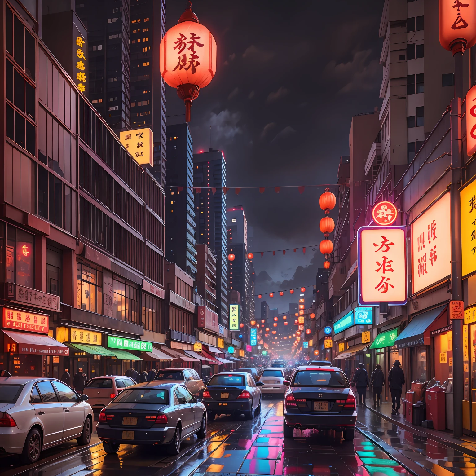 Cyberpunk city from sci-fi movie, wasteland, empty street, night, chinoiserie architecture, bridge, old shop, irregular, circuit board, wires, intricate, ultra detailed, realistic, hyper realistic, high quality, best , Super Detail, Crazy Detail, Very Detailed, Photorealistic, Epic Composition, Best Quality, 32k --v 6