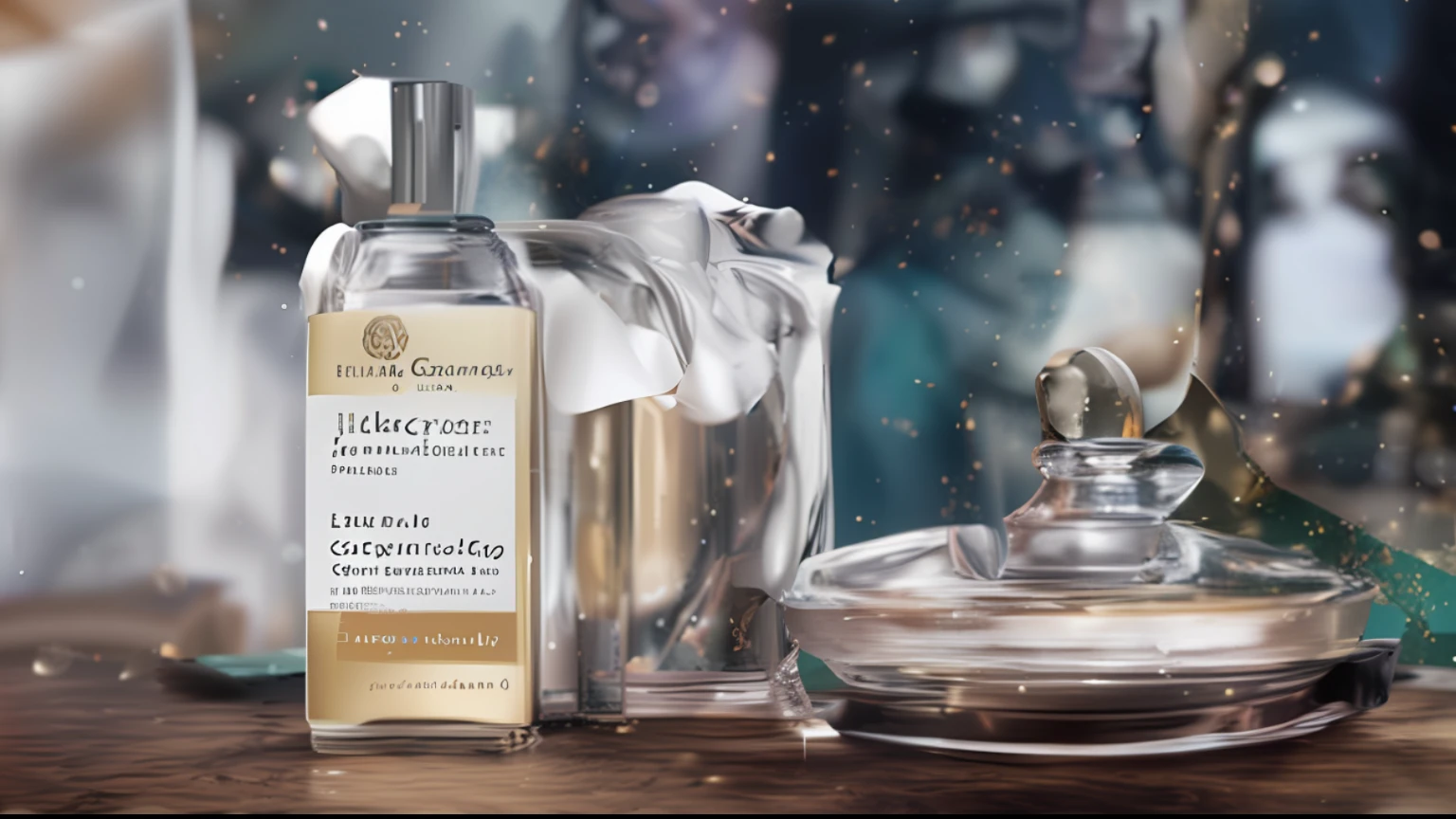 Close-up of a bottle of cream on the table, 💋 💄 👠 👗, hyperrealistic”, ultra realistic”, hyper realisitc, author：Jacob Galmain, super realistic”, Layered, Magical light, promotional, magic, magical, caramel, Magical atmosphere, Natural magic, ultra realistic”, ultra realistic”, Lamia, magically glowing, hyperrealistic”