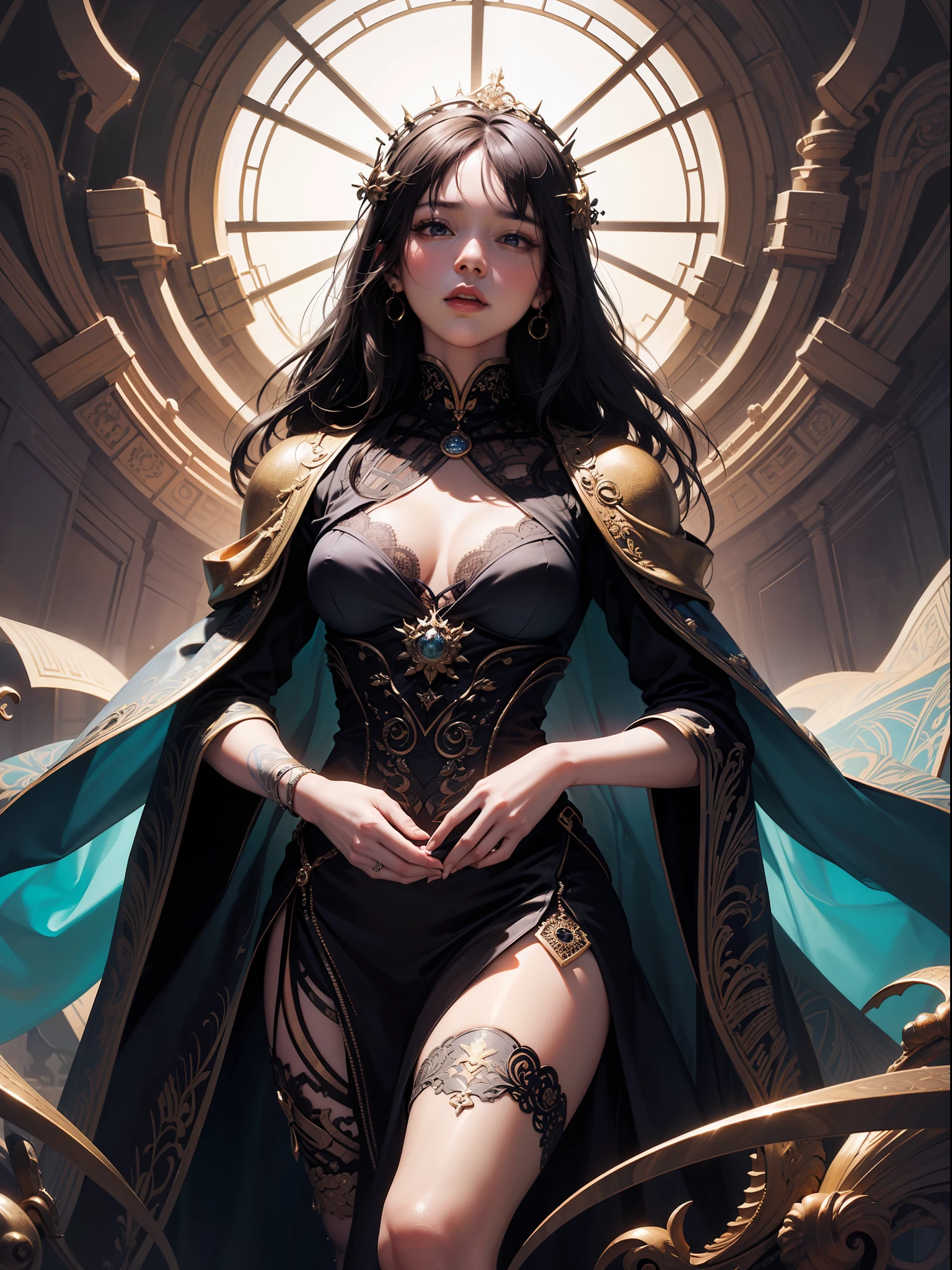Official Art、unity 8k wall paper、ultra-detailliert、Beautifully Aesthetic、masterpiece、top-quality、(Zentangle、a Mandala、Tangles、Tangles)、(Fractal Art:1.3)、One Girl、ighly detailed、Dynamic angles、Cowboy Shots、The most beautiful forms chaos、elegent、Brutalist design、Vibrant colors、romantism、James Jean、roby dwi antono、by Ross Tran、Francis Bacon、Michal Muratz、Adrian Guyney、petra cortright、Gerhard Richter、Takato Yamamoto、Ashley Wood、atmosphere、ecstasy musical notes、Streaming music notes are visible、Princess Seoritsu