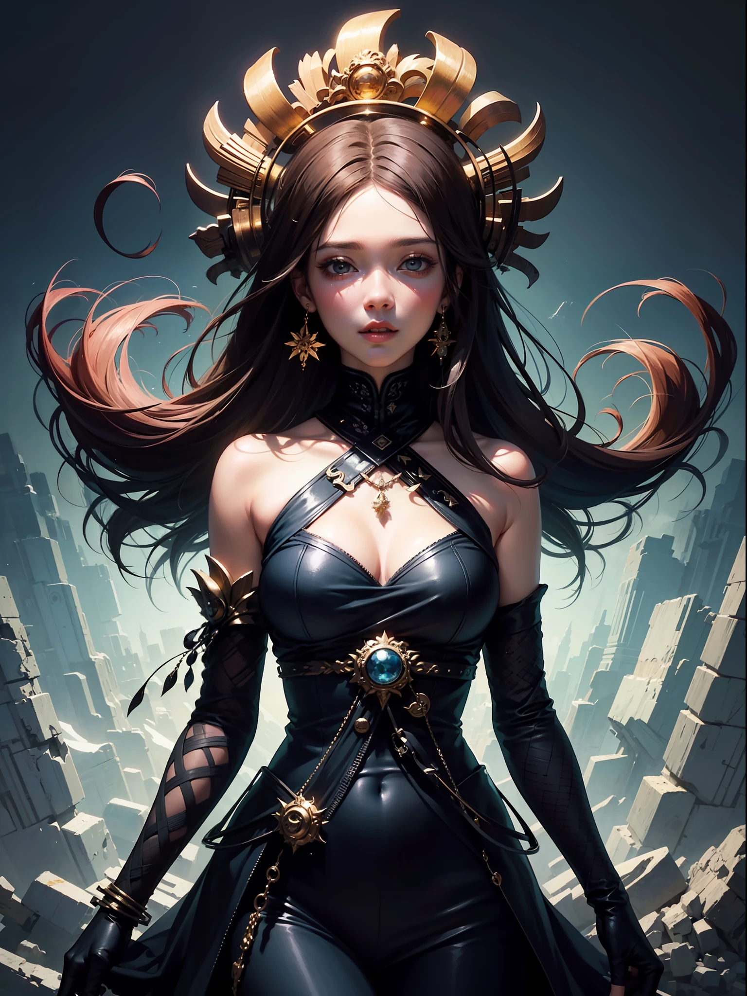 Official Art、unity 8k wall paper、ultra-detailliert、Beautifully Aesthetic、masterpiece、top-quality、(Zentangle、a Mandala、Tangles、Tangles)、(Fractal Art:1.3)、One Girl、ighly detailed、Dynamic angles、Cowboy Shots、The most beautiful forms chaos、elegent、Brutalist design、Vibrant colors、romantism、James Jean、roby dwi antono、by Ross Tran、Francis Bacon、Michal Muratz、Adrian Guyney、petra cortright、Gerhard Richter、Takato Yamamoto、Ashley Wood、atmosphere、ecstasy musical notes、Streaming music notes are visible、Princess Seoritsu、sirius、lion's gate