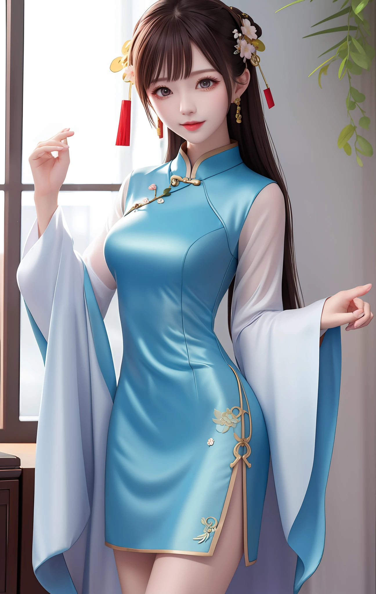 woman，on cheongsam，A MILF，Need