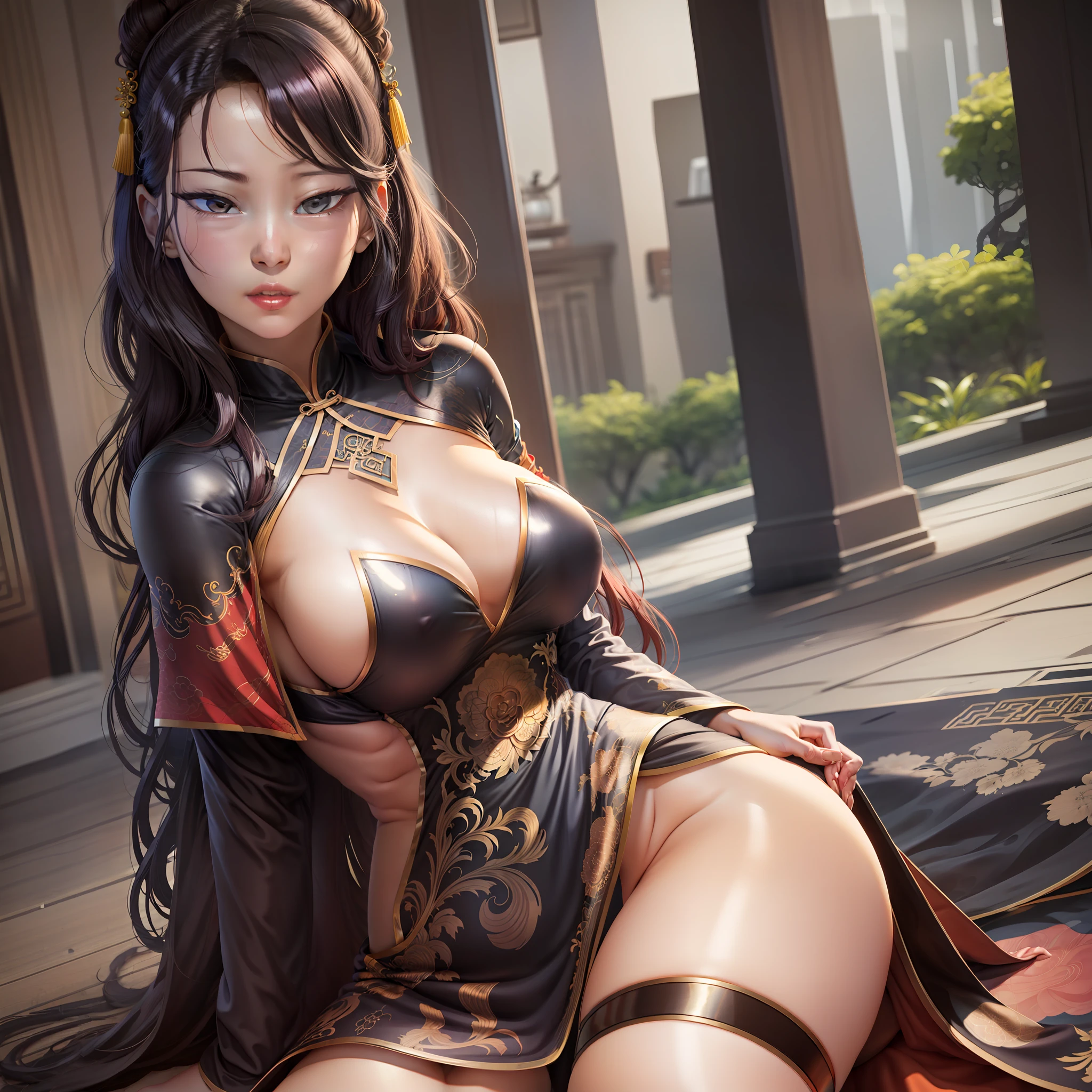 Side breasts,Lateral face,on cheongsam