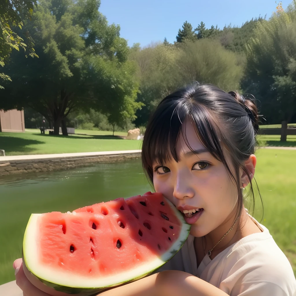 Shangguan Wan'er eats watermelon