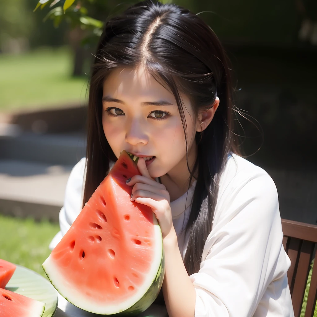 Shangguan Wan'er eats watermelon