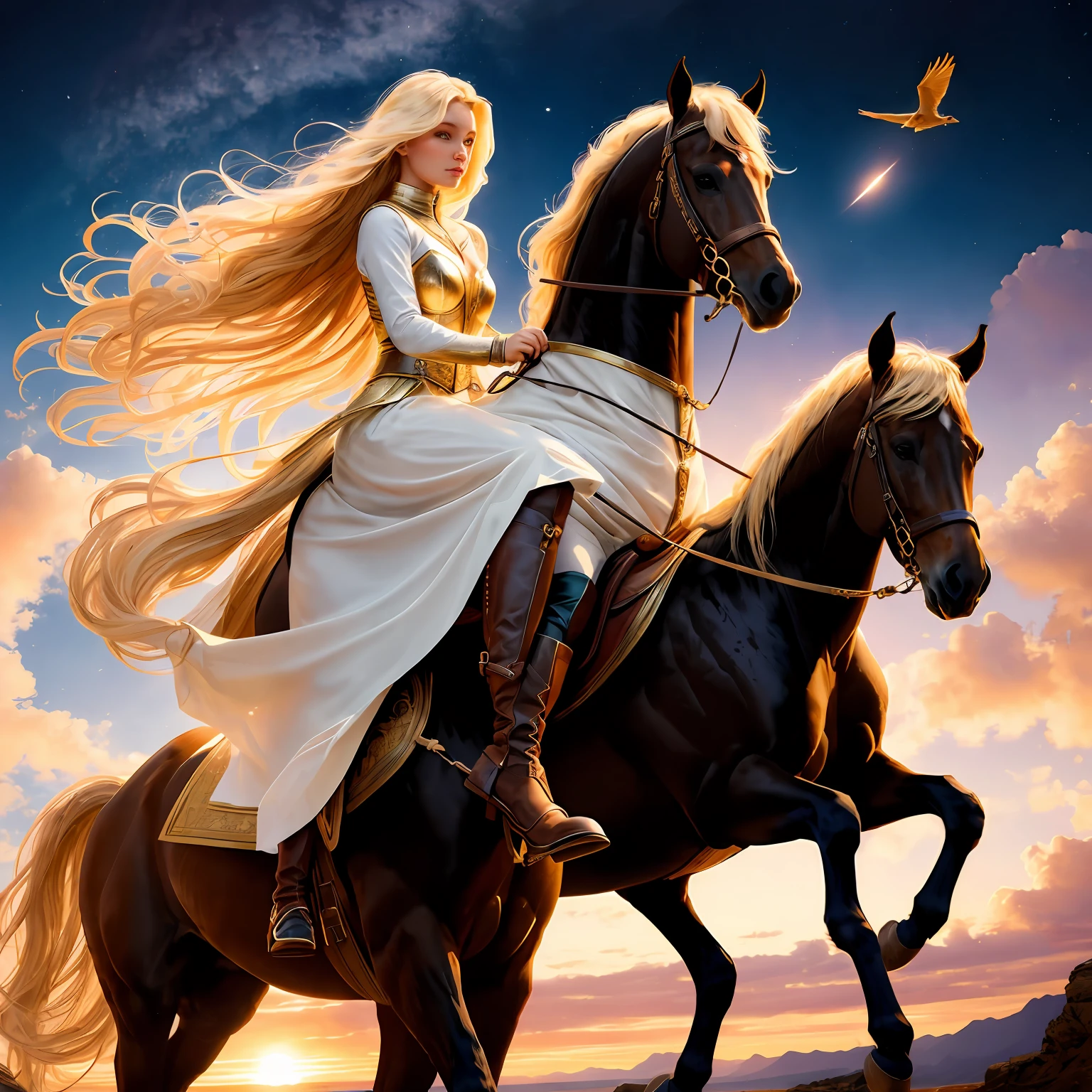 blonde with blue eyes,long whitr hair,dual horsetail,beachside,Swordsman --auto