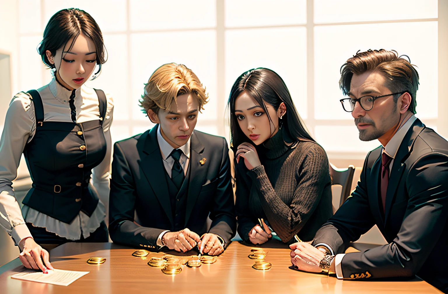 The table was full of gold coins，Don't use a computer --auto