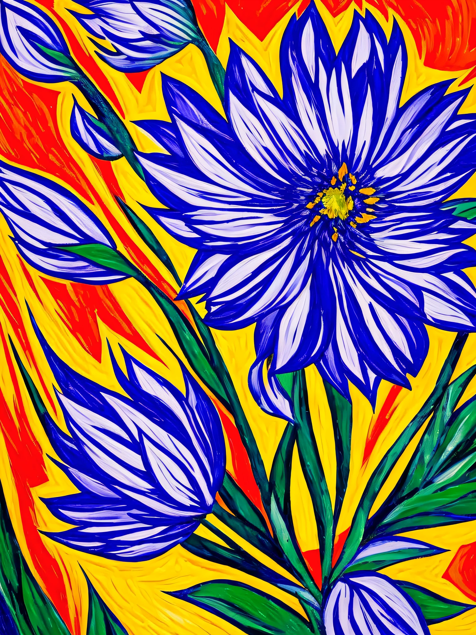 Abstract flower,Close-up,Fauvism,By Cuno Amiet,UHD --ar 4:5 --style raw