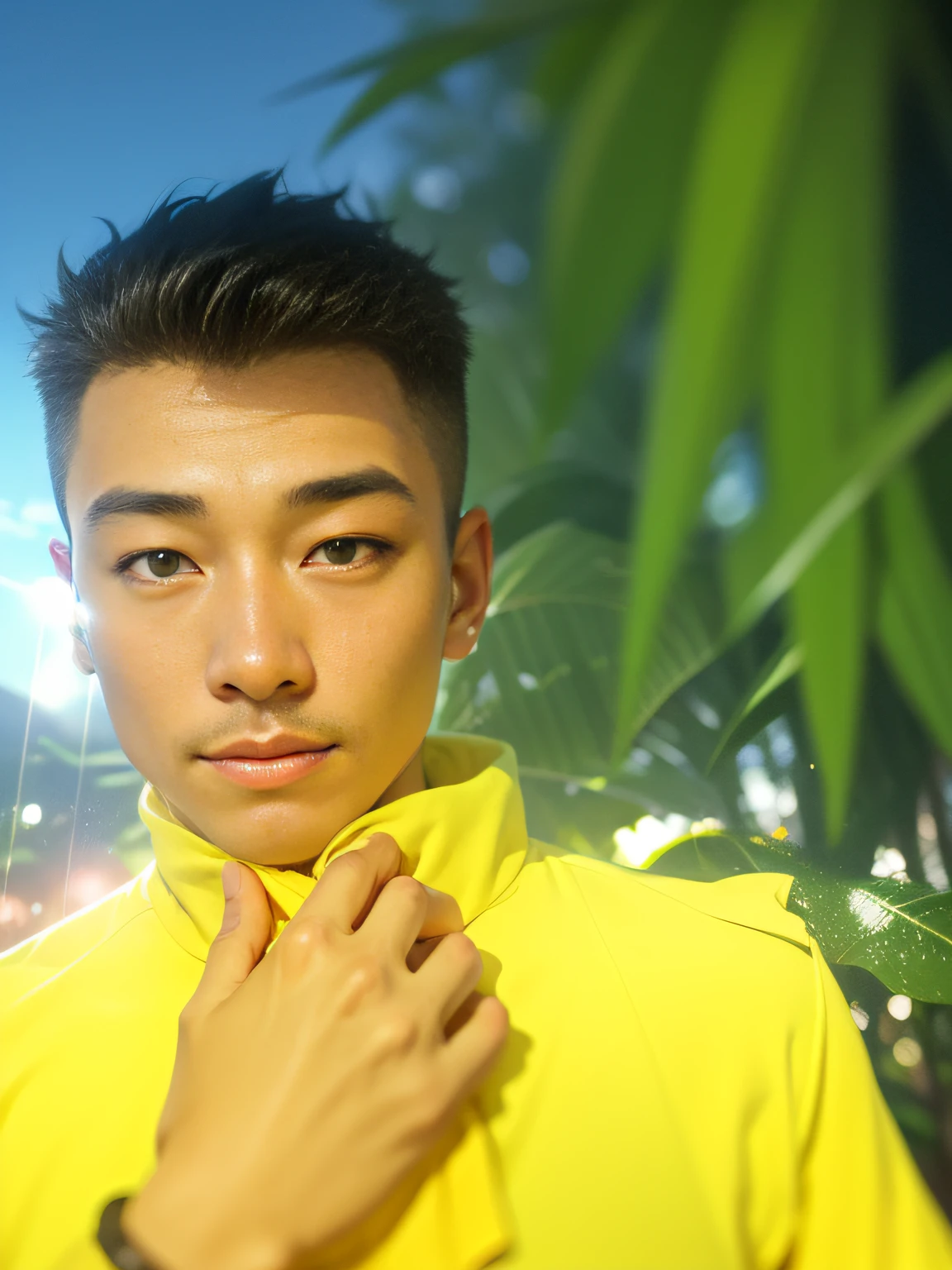 (8K,best qualtiy,tmasterpiece:1.2),(Realistic faces,realisticlying:1.37),ultra - detailed,best qualtiy,超高分辨率,profesional lighting,photon maping,Radio City,physically-based renderingt,cinmatic lighting,depth of fields,Clear focus,rays of sunshine,well-composed,(Bokeh:1.2),brush cut,0.8x lots,Delicate,年轻