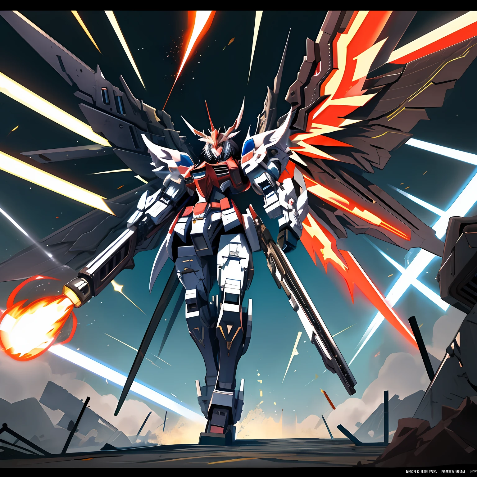 mechs,The kinky is exposed,Tall,karo,dark,wings,Heavy weapons,rampage,velocity,Mare