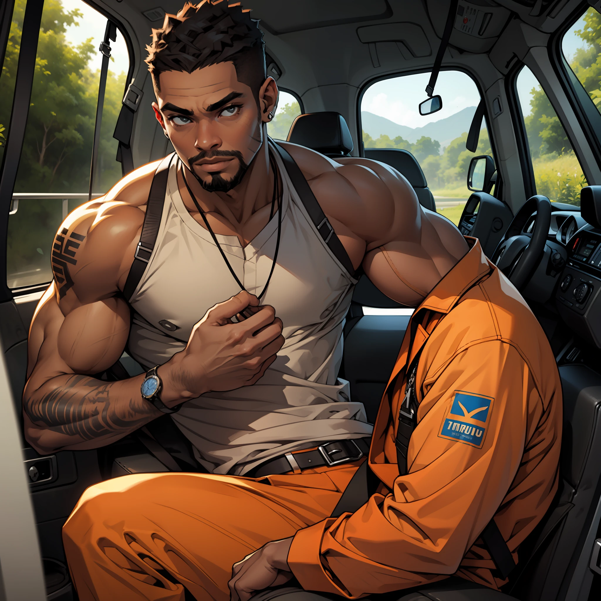 mtu，Man，short detailed hair，musculous，african man，Hyper Real，nakeness --auto