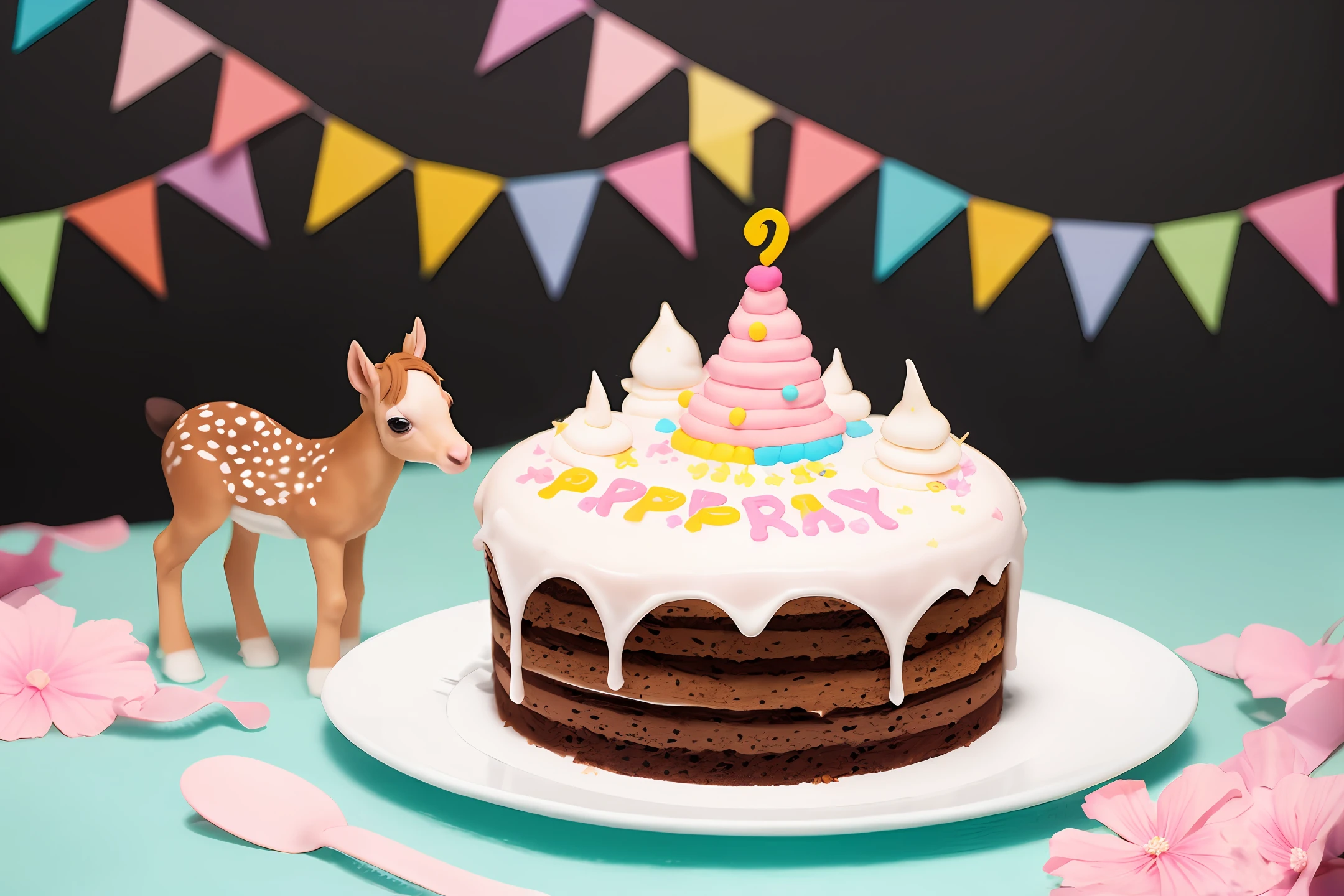 Fawn Birthday Cake Pregnant Pony Flower Sea