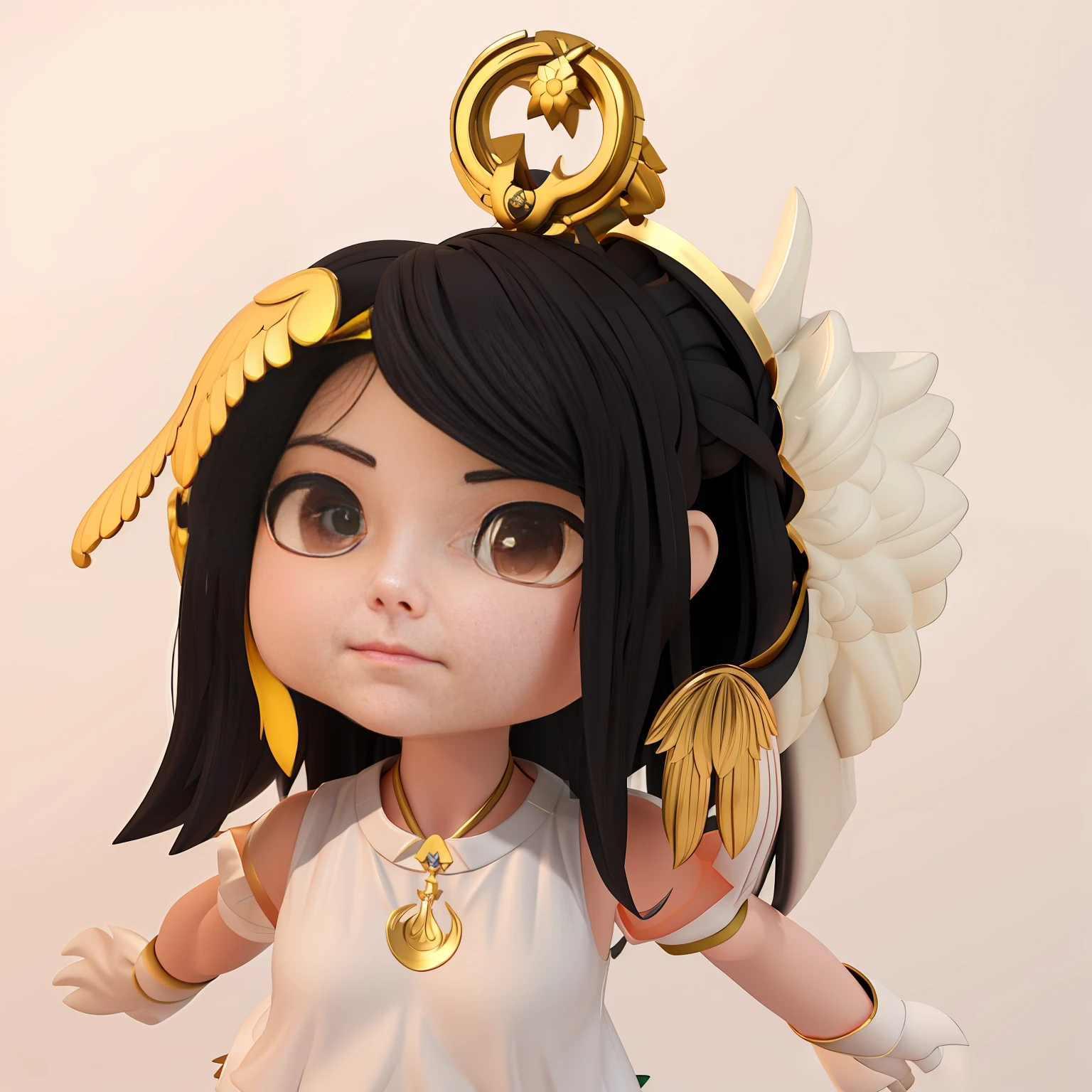 render of a cute 3d anime girl, Expression tsundere,disdain,Pout,lady palutena, the goddess artemis smirking, Stylized anime, young wan angel,Unreal Engine 5, anime styled 3d, style as nendoroid, wearing angel halo, Anime goddess --auto