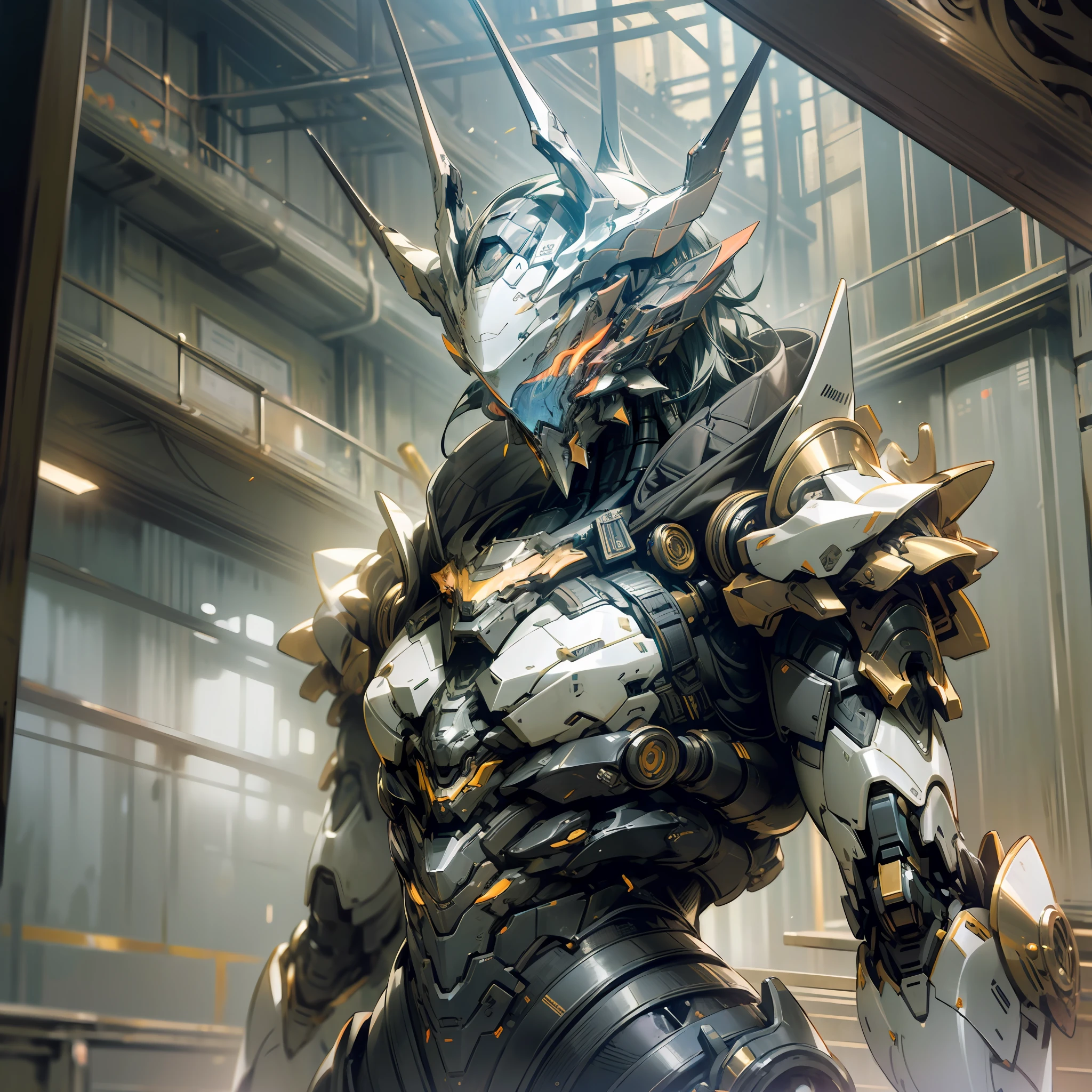 Mecha cyberpunk Son Goku,Night city,There is a cyber-like behind him,Cool,tmasterpiece,Need --auto