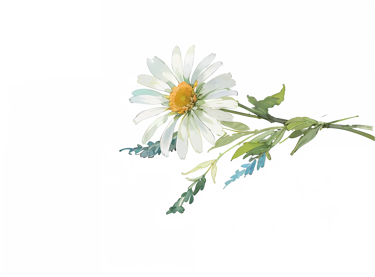 A watercolor painting of daisy flowers on a white background, Chamomile, depicting a flower, detailed watercolour, watercolor paiting, flor branca, a watercolor painting, Daisies, flowers and stems, detailed watercolor, botanical watercolors, watercolor paiting, Watercolor painting, realistic watercolour, botanical art, botanical artwork, Botanical illustration, A plant, botanical watercolors, Flora Print, botanic foliage, botanical drawing, botanicals, botanical artwork, botanical art, Botanical illustration, botanical drawing, flowers and foliage, botanic foliage, A plant, A illustration, botanical photo, illustration, Flora Print, botanical background, botanical watercolors, author：Ayako hexagon, author：Maria Johanna Geertz