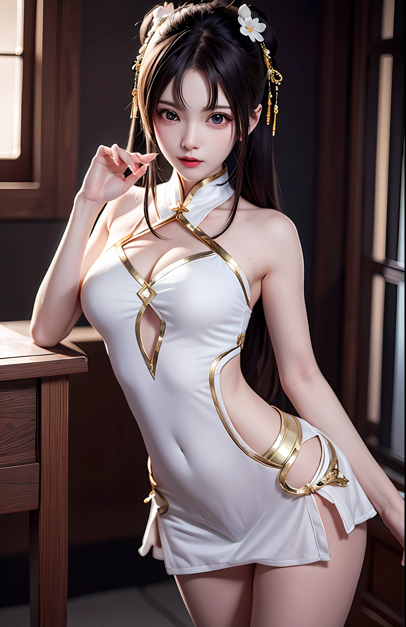 Ruff woman in underwear poses in room with window, seductive anime girls, beautiful and seductive anime woman, Japanese goddess, Anime goddess, Anime girl cosplay, gorgeous chinese models, Extremely detailed Artgerm, elegant glamourous cosplay, beautiful alluring anime teen, Ruan Jia and Artgerm, Guviz, Anime cosplay, trending on cgstation