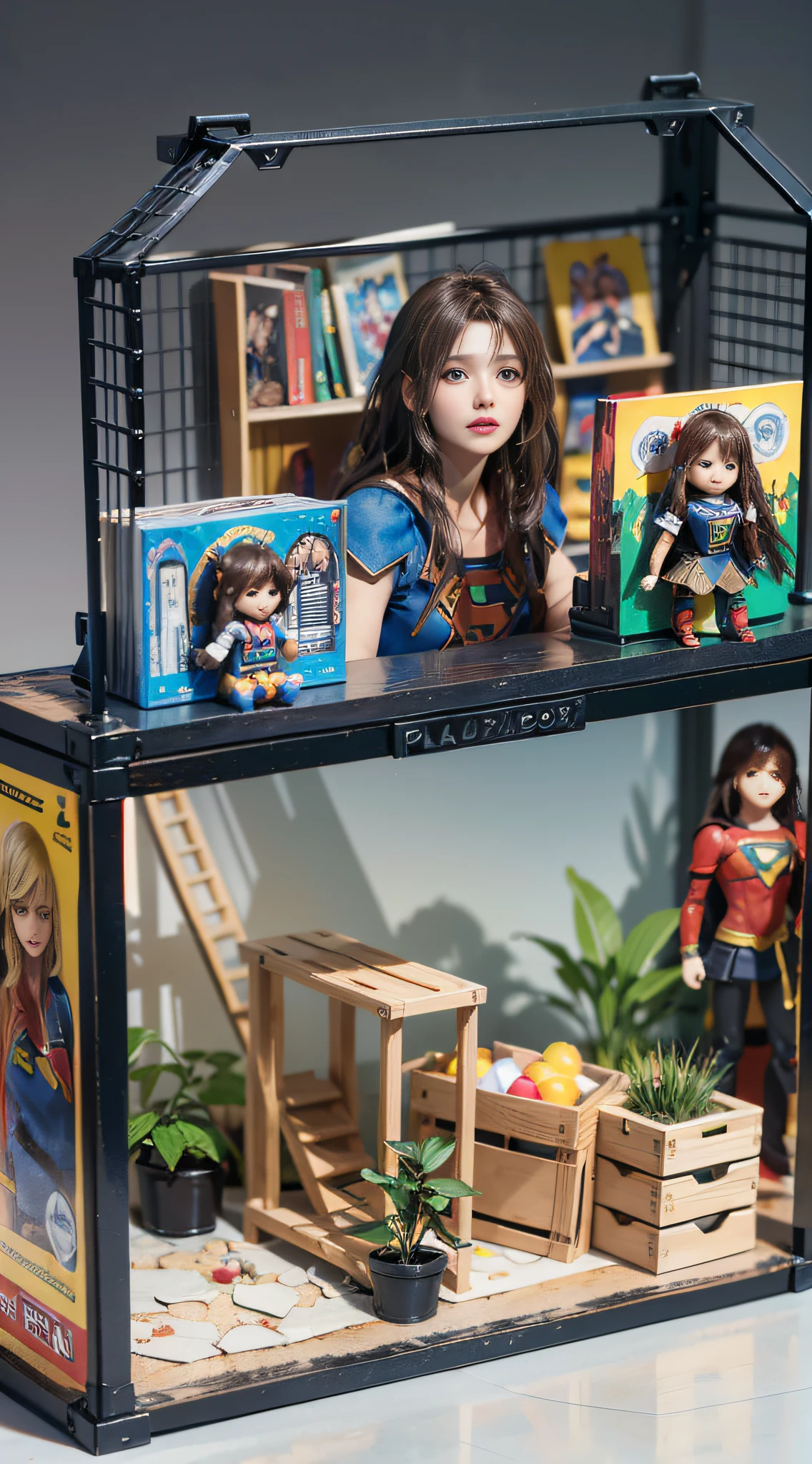 Premium playset playbox, (Masterpiece, Best quality, Ultra detailed, absurderes), (diorama:1.2), Action Puppets box,
(inboxDollPlaySetQuiron style), Super Supergirl,  (Playset set),