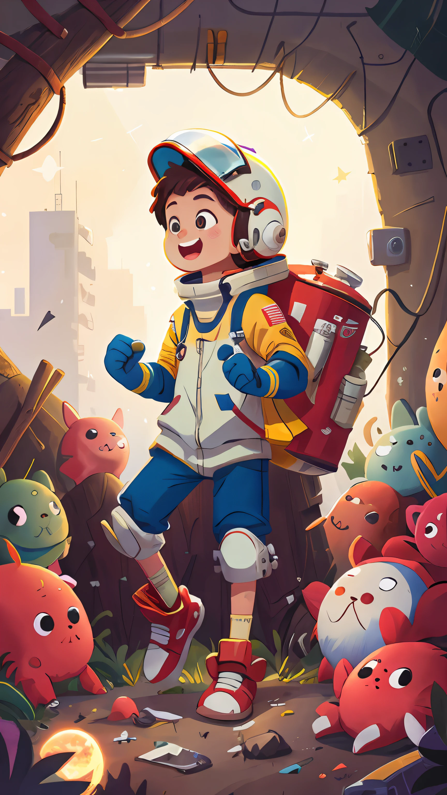 A boy gently touches the Salyut space station with his right hand，White_mitts, White_space shoes, White_helmet, CCCP red letter on the top of the helmet, in weightlessness, Side light, Reflection，space suit,cheerfulness，in mecha style,star ocean,high key,Homem-Imponente，rejoice，Perfect quality，Clear focus（Clutter - home：0.8）， （tmasterpiece：1.2） （realisticlying：1.2） （bokeh） （best qualtiy） （detailedskin：1.3） （complexdetails） （8K） （detailedeyes） （Sharp focus）,（having fun）