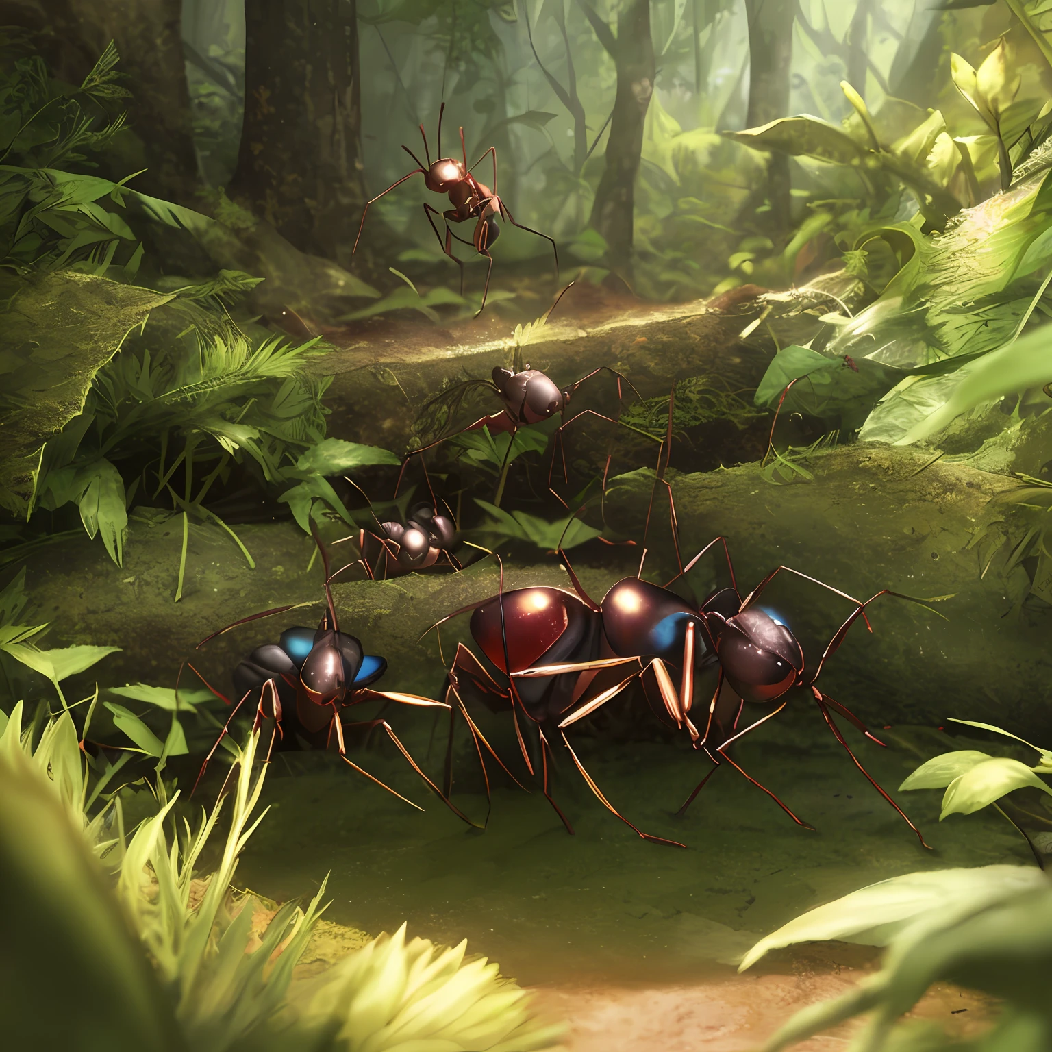 （highly  detailed：1.2），（best qualtiy：1.2），8K，Sharp focus，（sub surface scattering：1.1），（award winning macro photography：1.1）（Cute cartoon ants：1.2），Hide in a dense forest of foliage（Very detailed clothes：1.2），（very highly detailed background：1.3），（tchibi：1.2），（Super cartoon style：1.2），cinmatic lighting，The is very detailed，Smoothness，Clear focus，Artgerm WLOP Greg Rutkowski，[（ EMB-RRF2:1.0):4]，no-humans