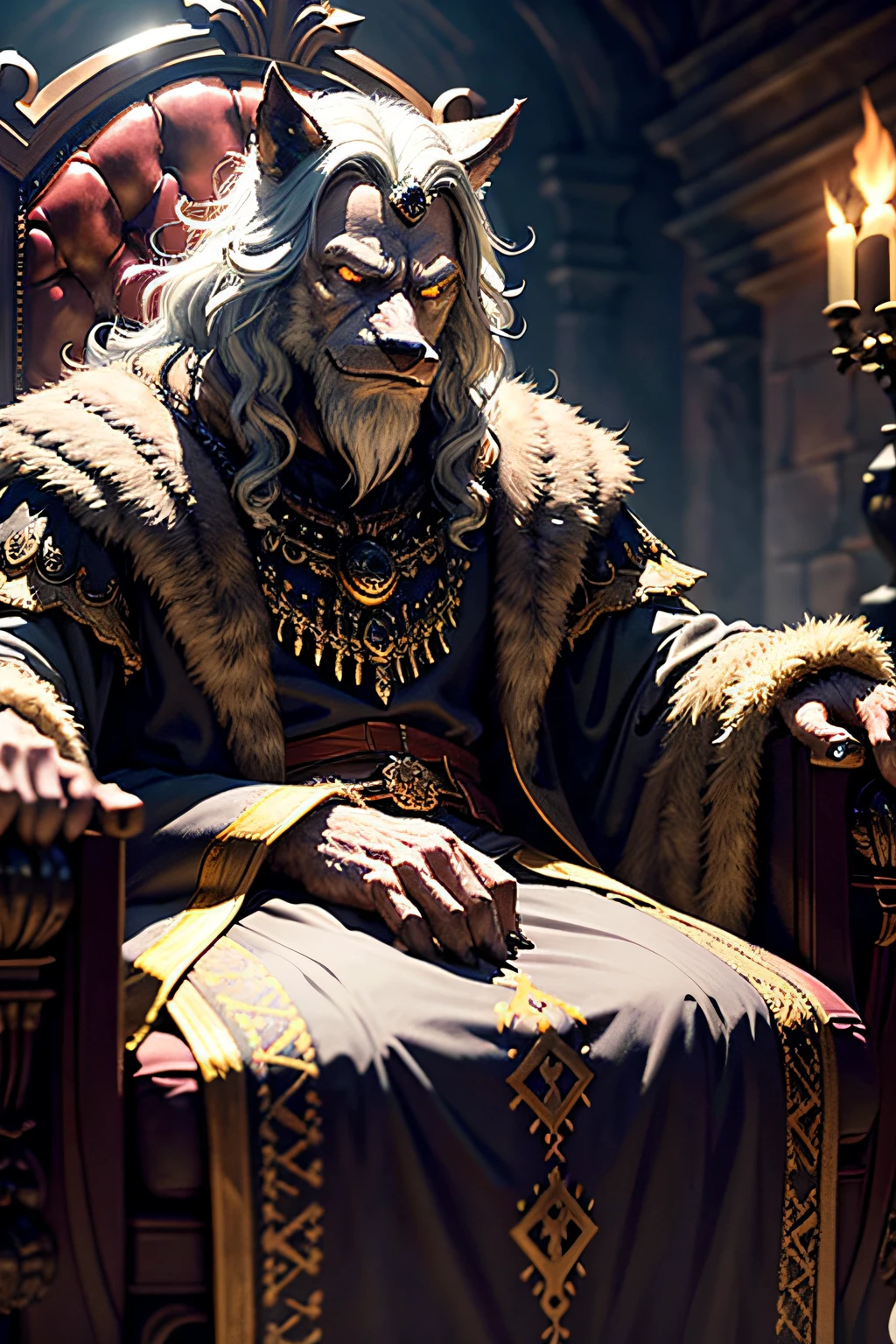 masterpiece, best quality, photorealistic ,fashionmonkey, gorilla, eyewear on head, gears, gem, goggles , gold, jewelry, magic circle,male_focus, owl, pants, shoes, sunglasses, tassel, throne,